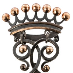 French Gun Metal Coronet/Crown Watch Pin, 19th Century