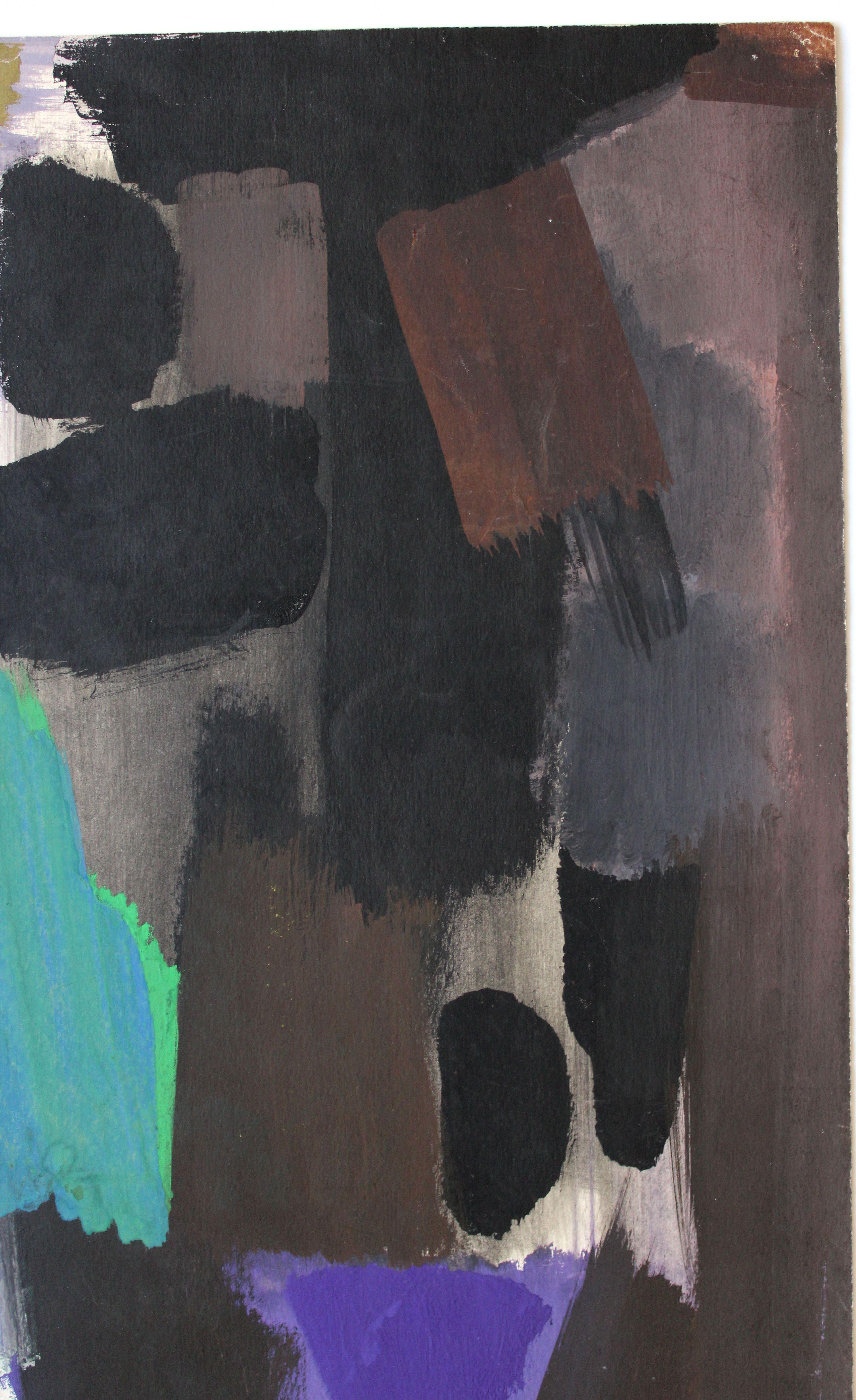 Abstraction 1. 1964, paper, gouache, 83 x 59, 5 cm - Black Abstract Painting by Gunars Klava