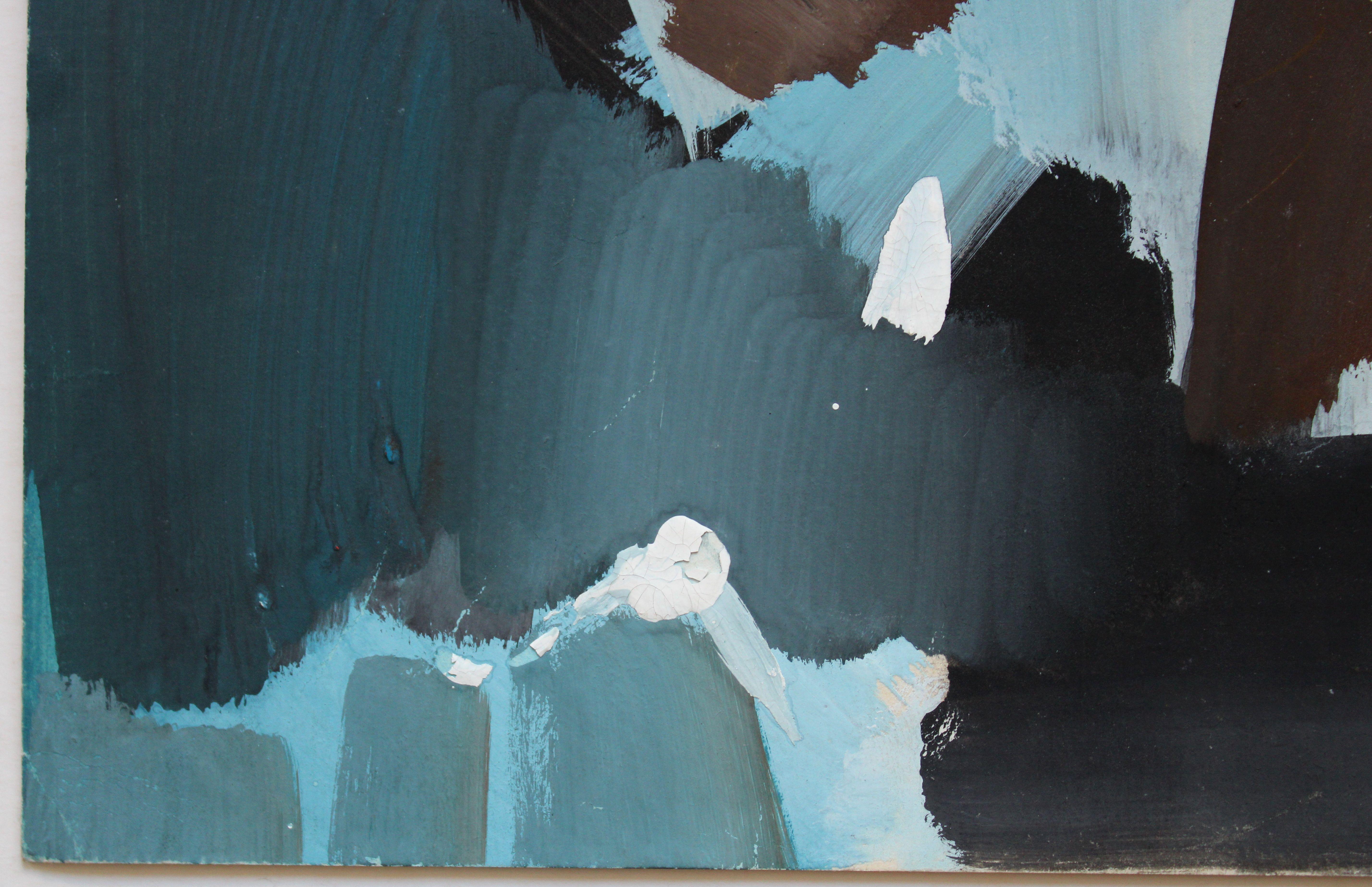 Abstraction. 1966, paper, gouache, 44 x 32 cm - Gray Abstract Painting by Gunars Klava
