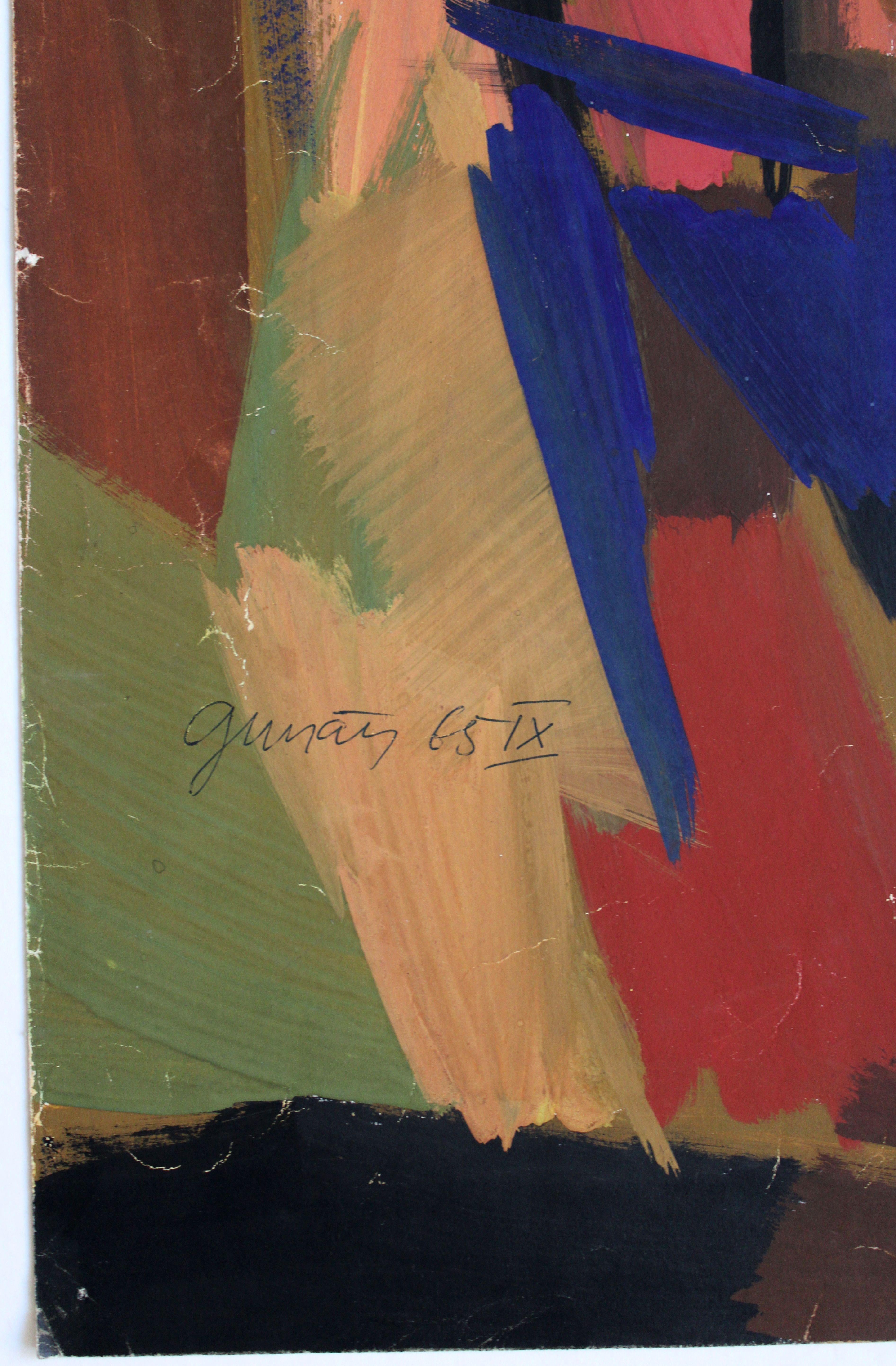 Astrazione 5. 1965, carta, guazzo, 83, 5 x 59, 5 cm - Painting Espressionismo astratto di Gunars Klava