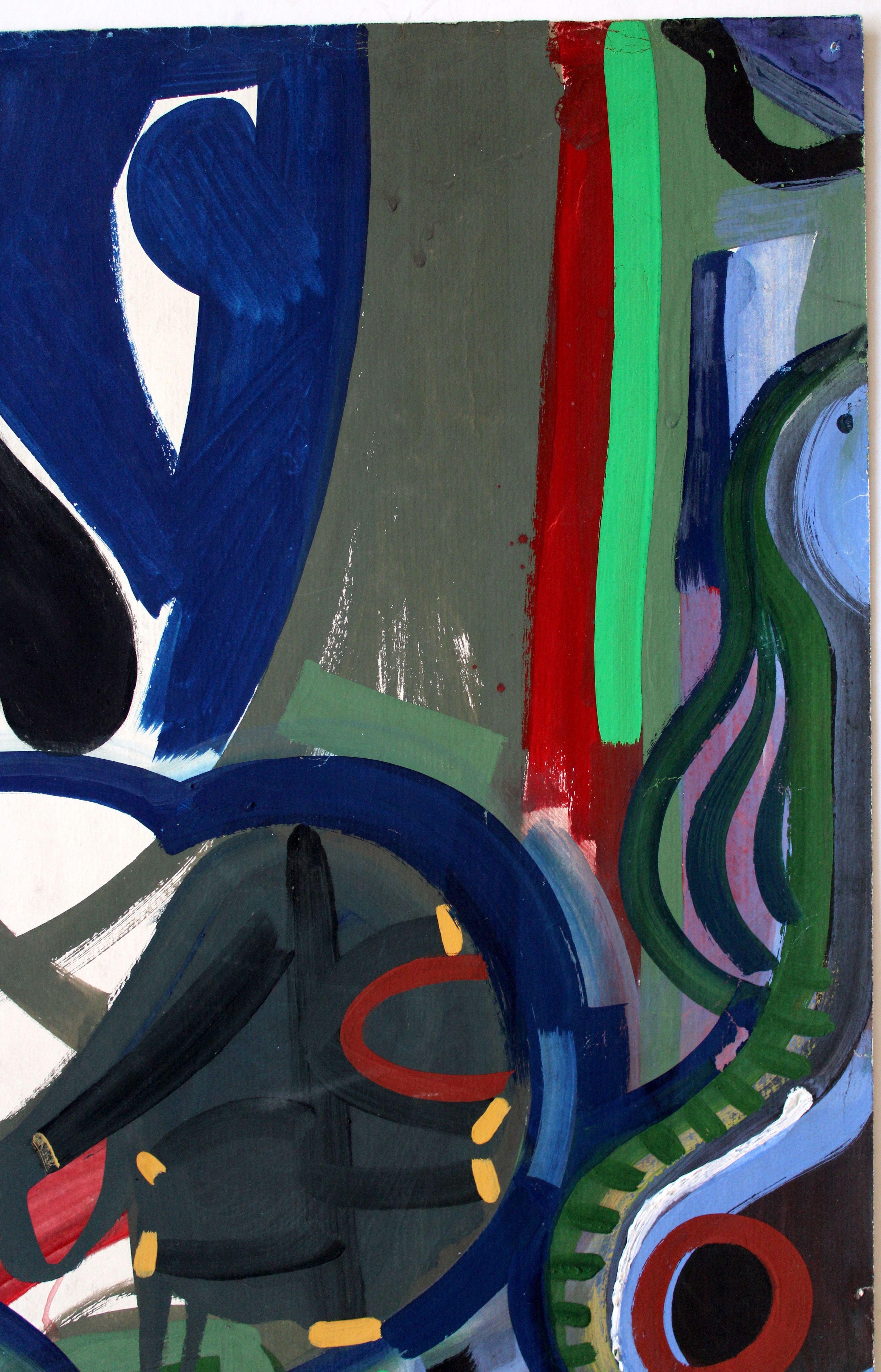 In memory of Louis Washkansky. 1960s, paper, gouache, 86x61 cm - Abstract Expressionist Painting by Gunars Klava