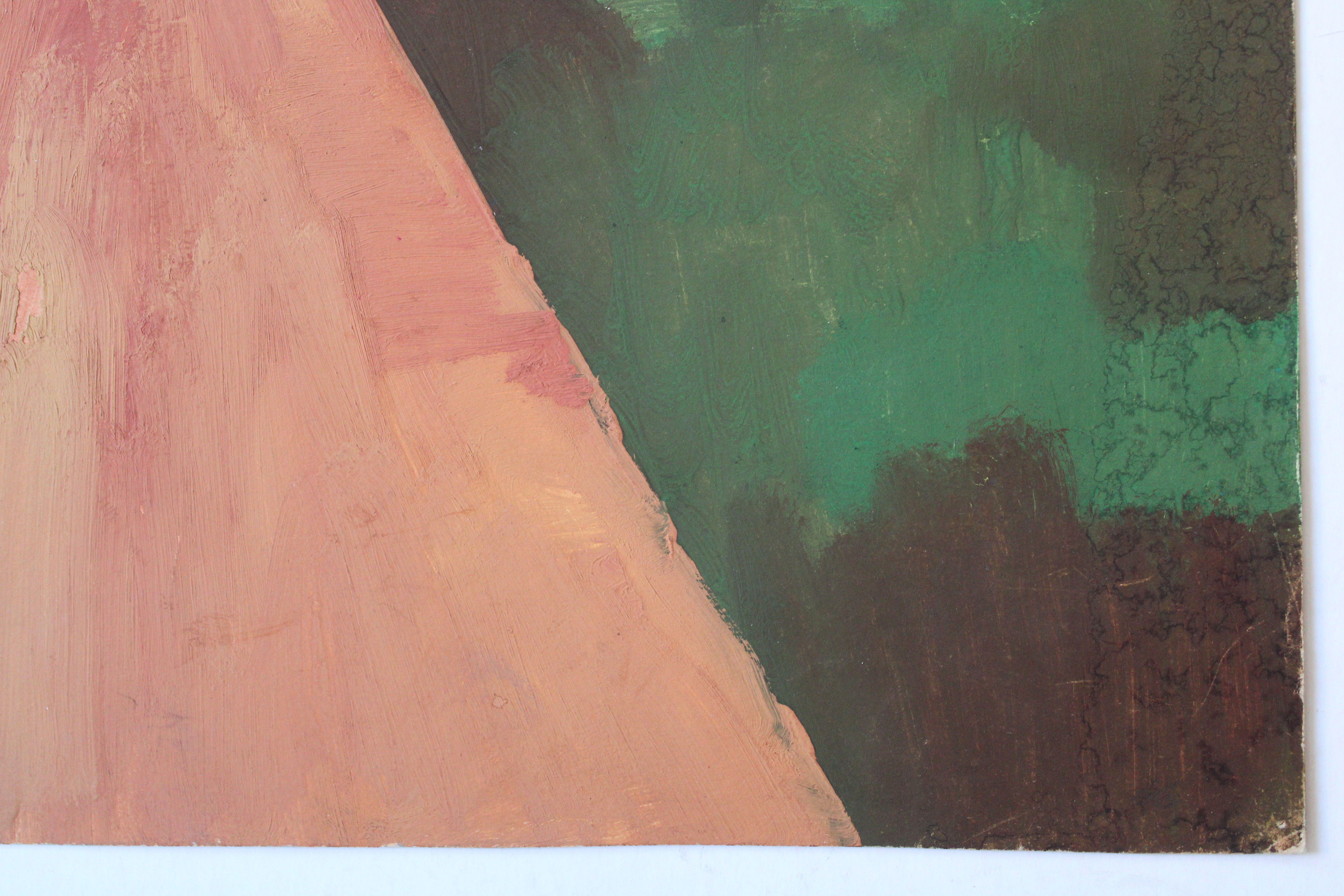 Landscape. 1966, paper, gouache, 49. 5 x 45. 5 cm - Brown Interior Painting by Gunars Klava