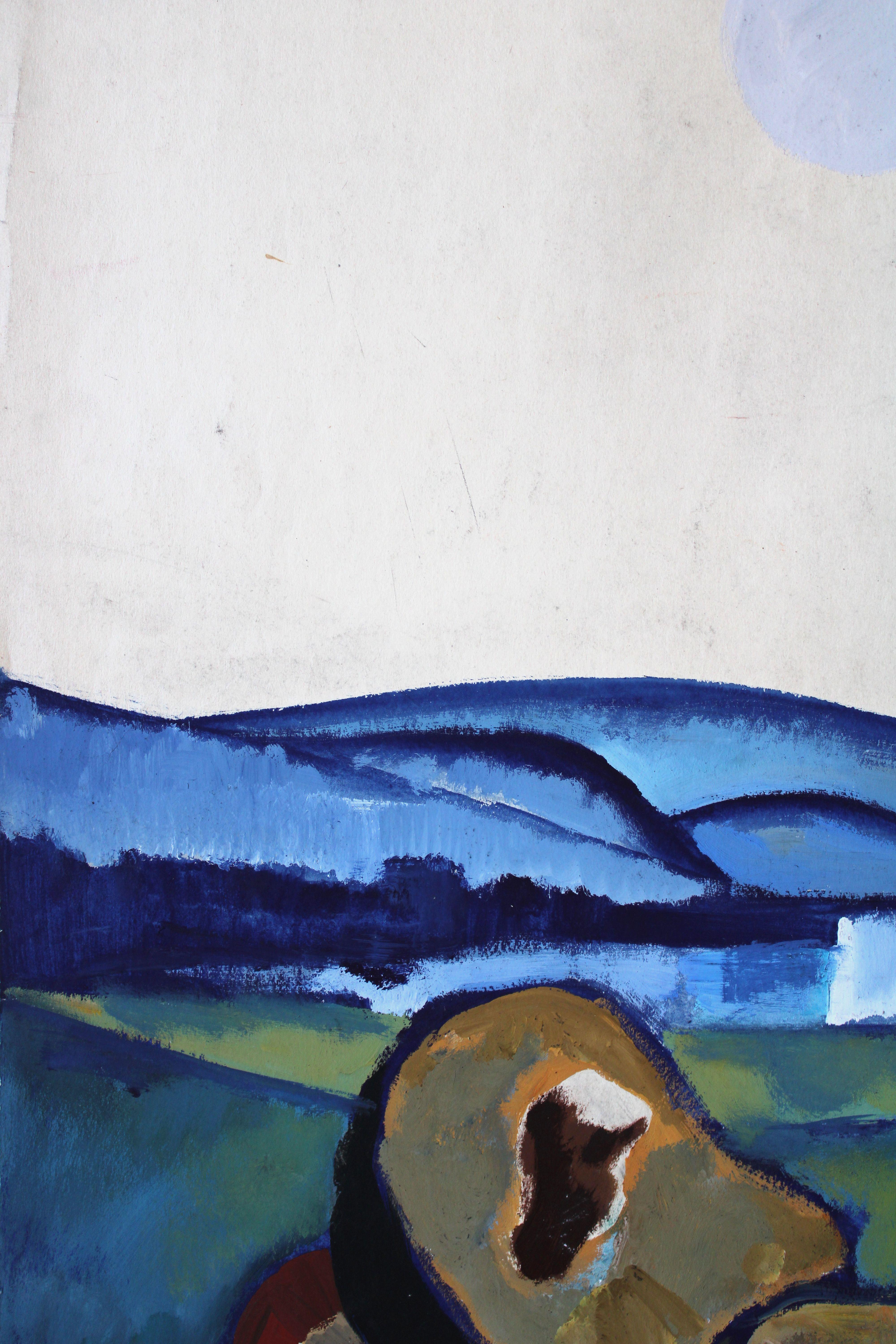 Setas y montañas. 1968, papel, gouache, 83, 5 x 59, 5 cm - Painting de Gunars Klava