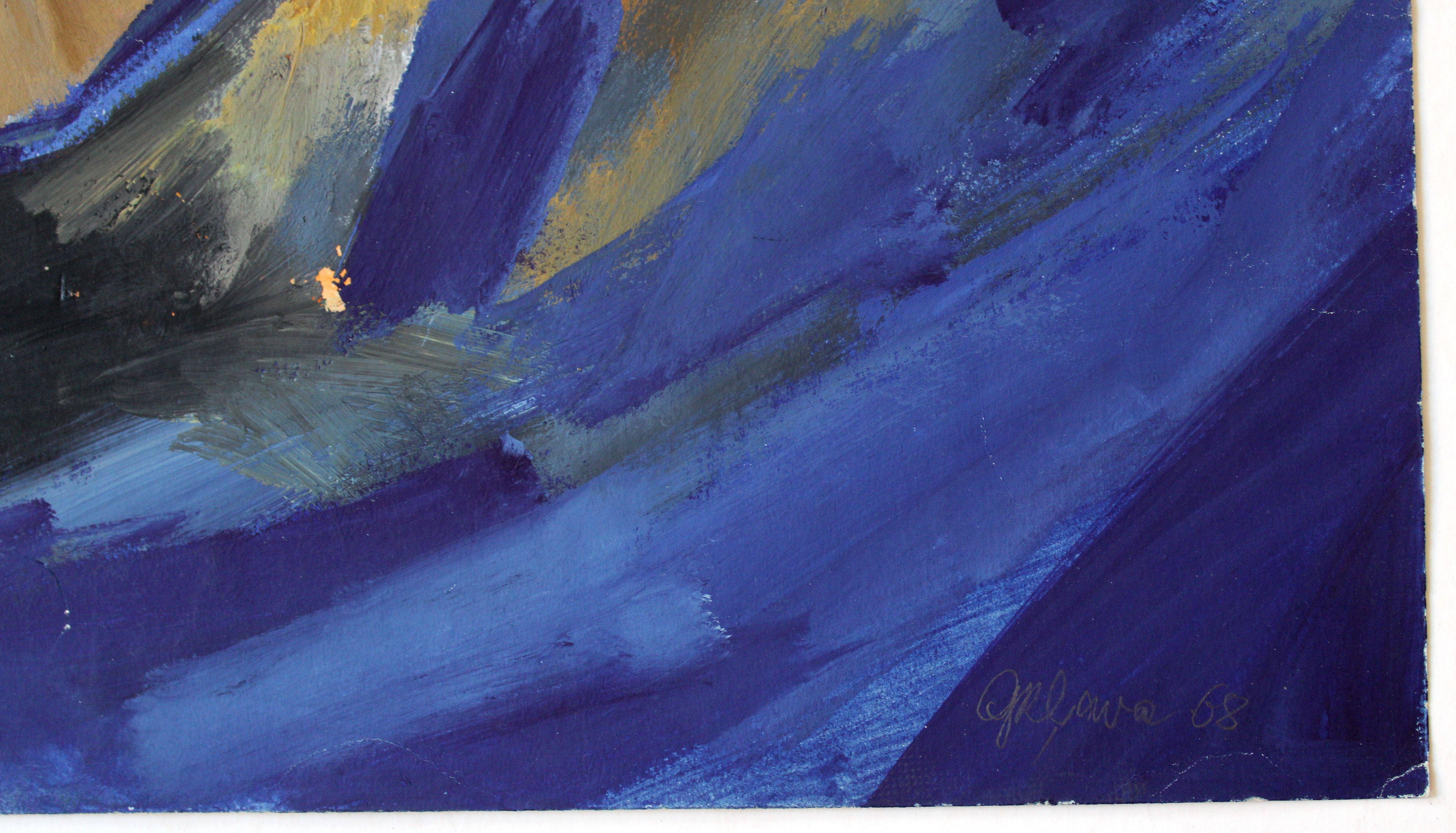 Setas y montañas. 1968, papel, gouache, 83, 5 x 59, 5 cm - Painting Expresionismo abstracto de Gunars Klava