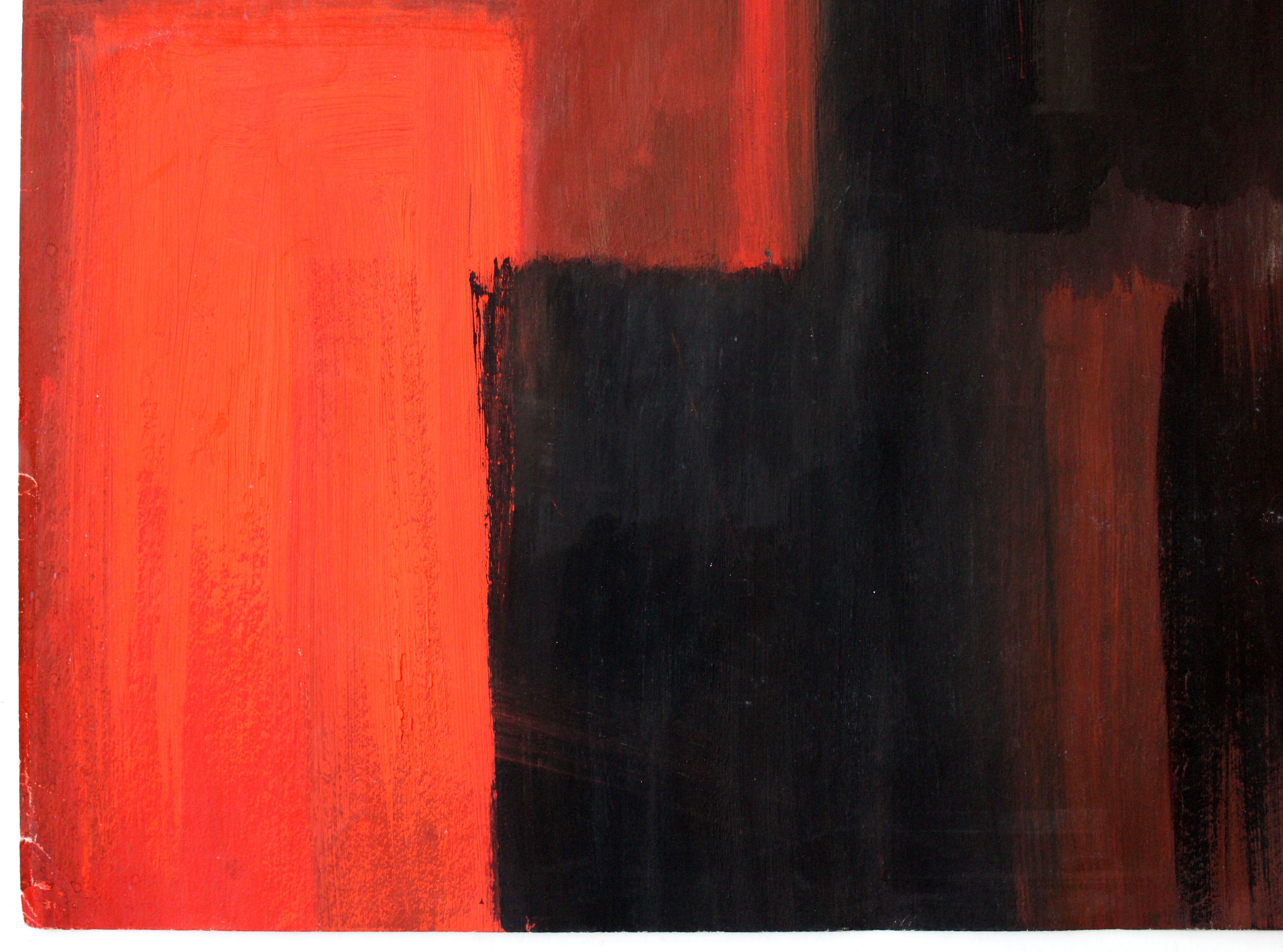 Red abstraction. 1964-66, paper, gouache, 86x 61 cm - Black Abstract Painting by Gunars Klava