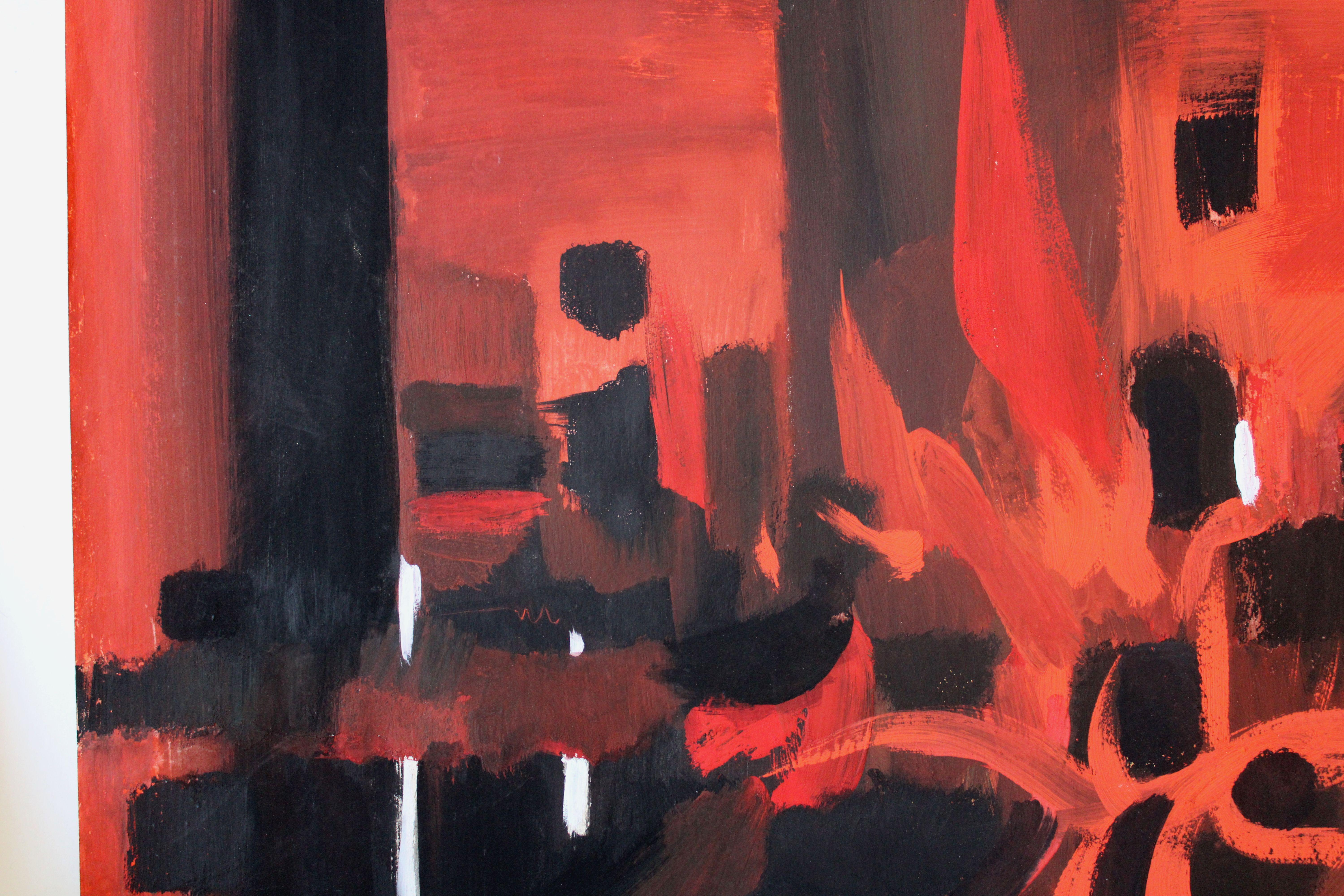 Red abstraction. 1964-66, paper, gouache, 86x 61 cm For Sale 1