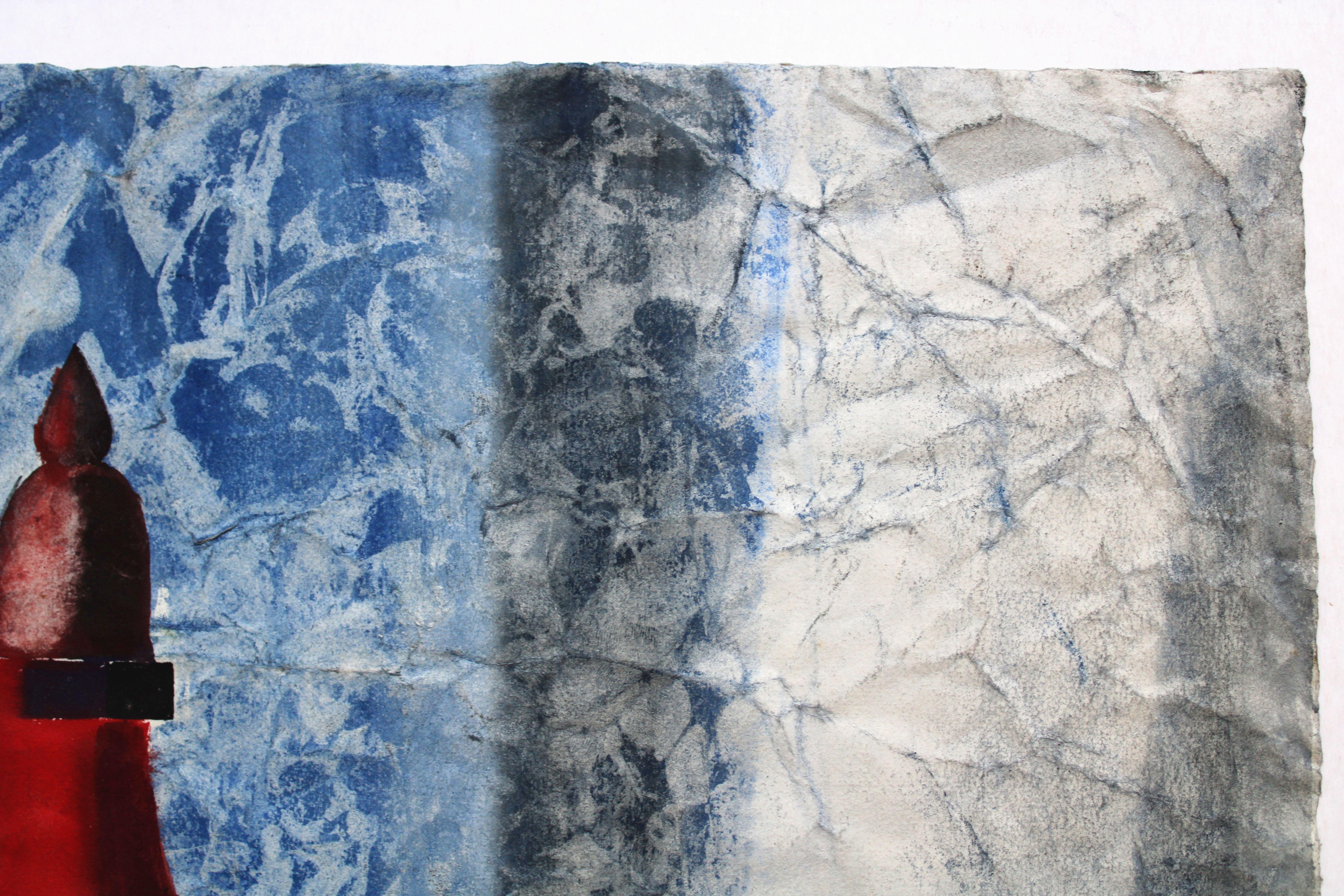 Naturaleza muerta. 1972, papel, gouache, 44x40 cm - Still-Life Painting Gris de Gunars Klava