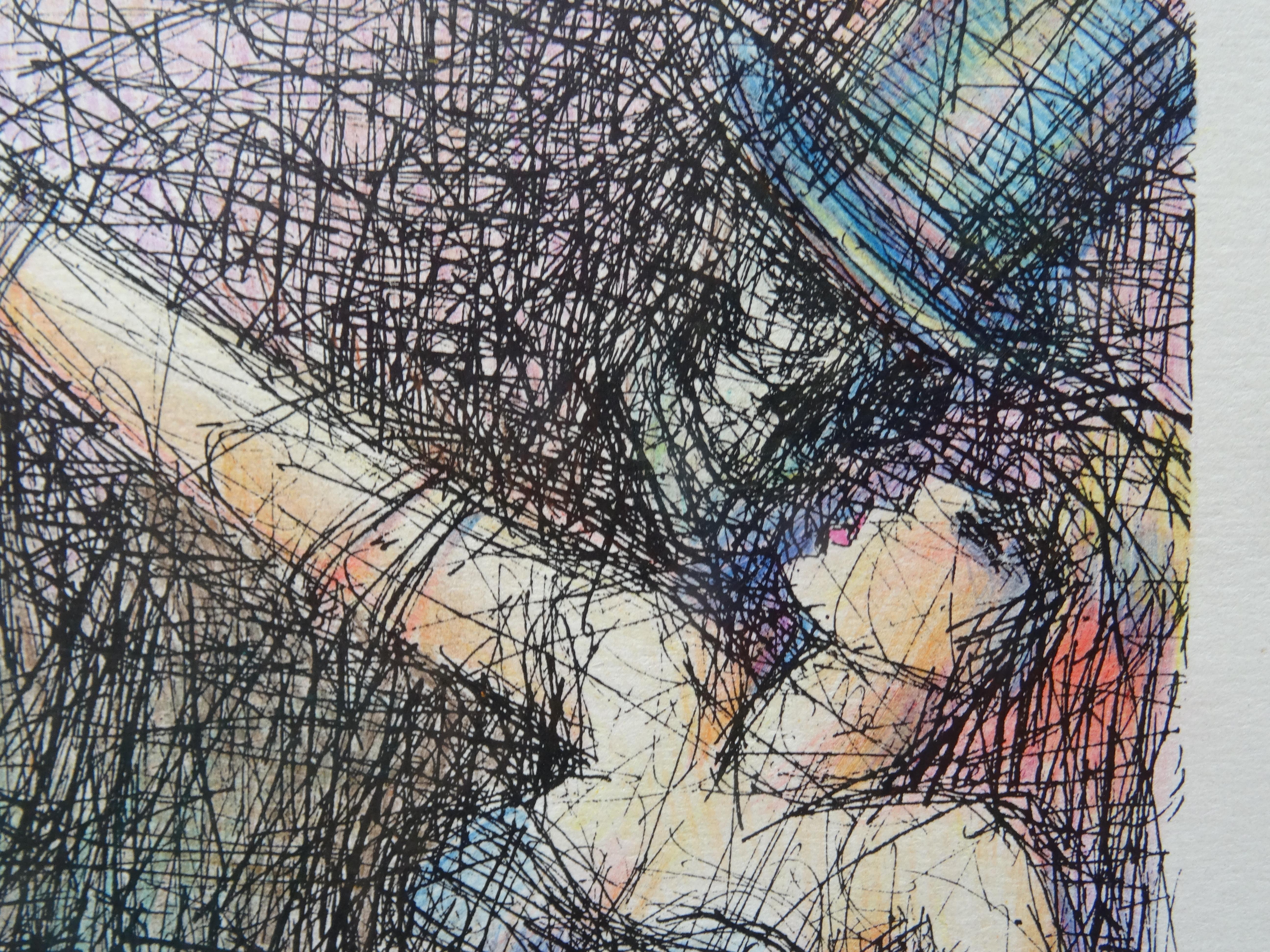 Dance. Paper, ink, colored pencils, 25.5x15 cm - Contemporary Painting by Gunars Vindedzis 