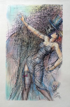Vintage Dance. Paper, ink, colored pencils, 25.5x15 cm