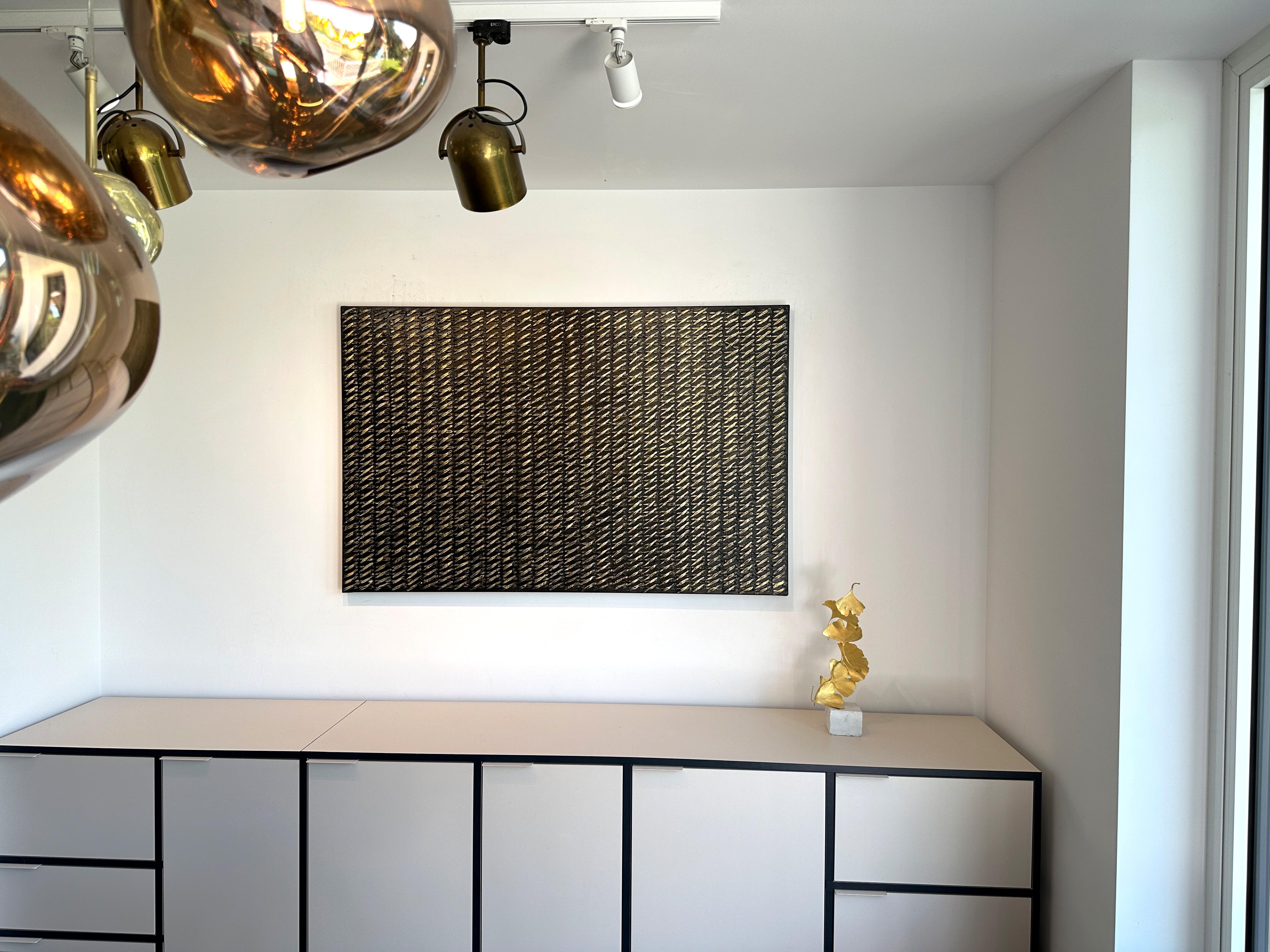 Black X's by Gunda Jastorff - Contemporary Geometric Textured Painting For Sale 9