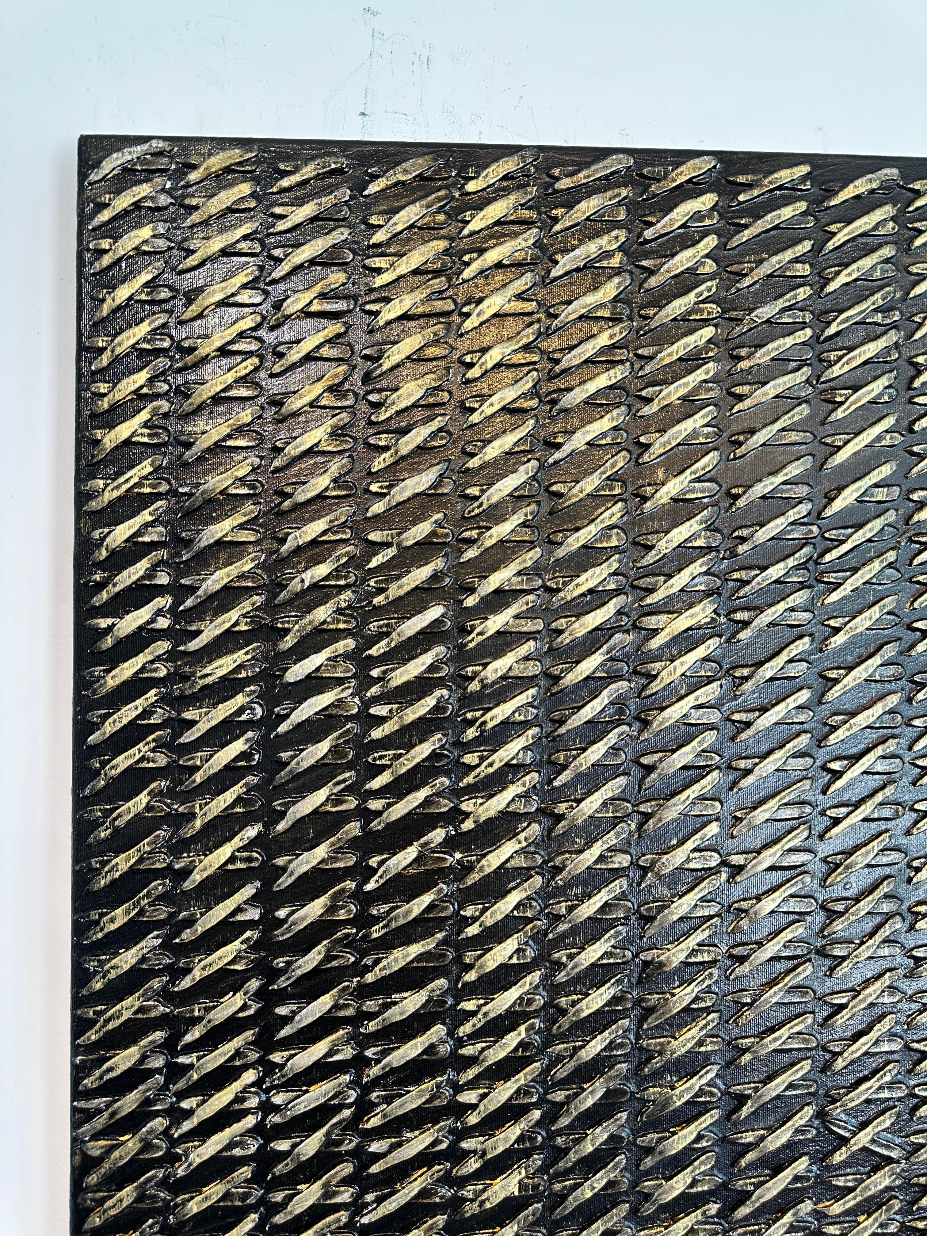 Black X's by Gunda Jastorff - Contemporary Geometric Textured Painting For Sale 10