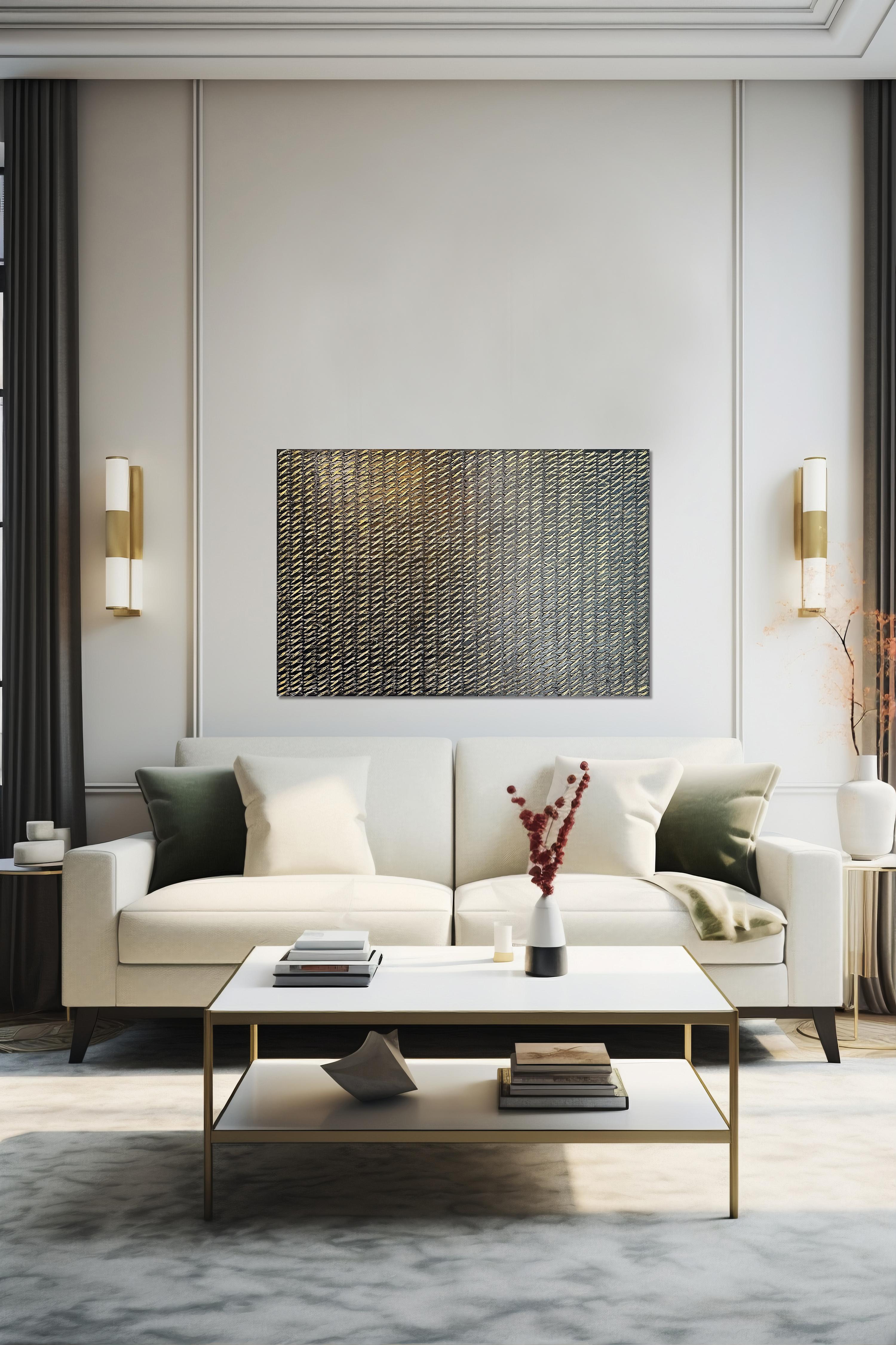 Black X's by Gunda Jastorff - Contemporary Geometric Textured Painting For Sale 11