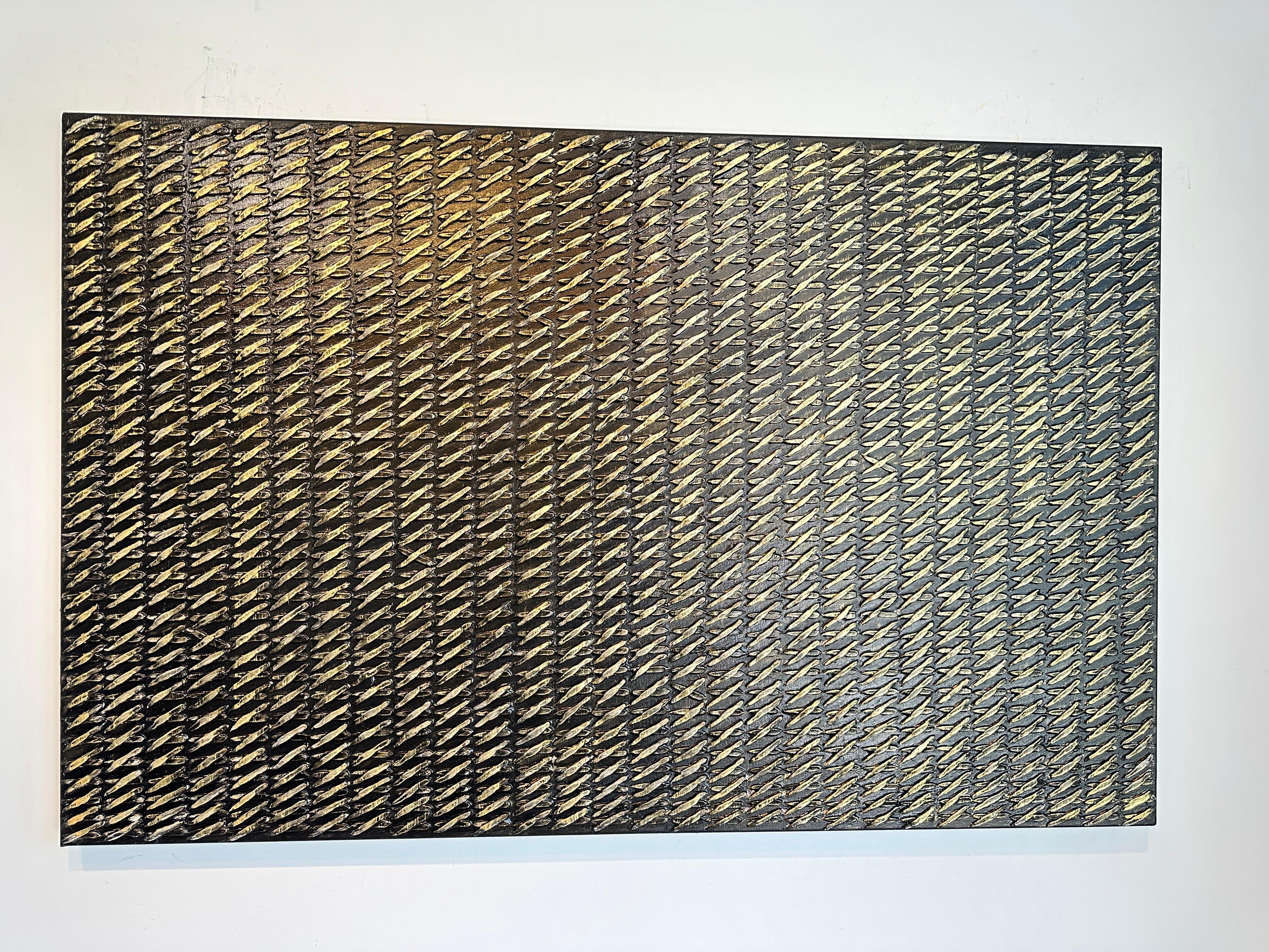 Black X's by Gunda Jastorff - Contemporary Geometric Textured Painting For Sale 1