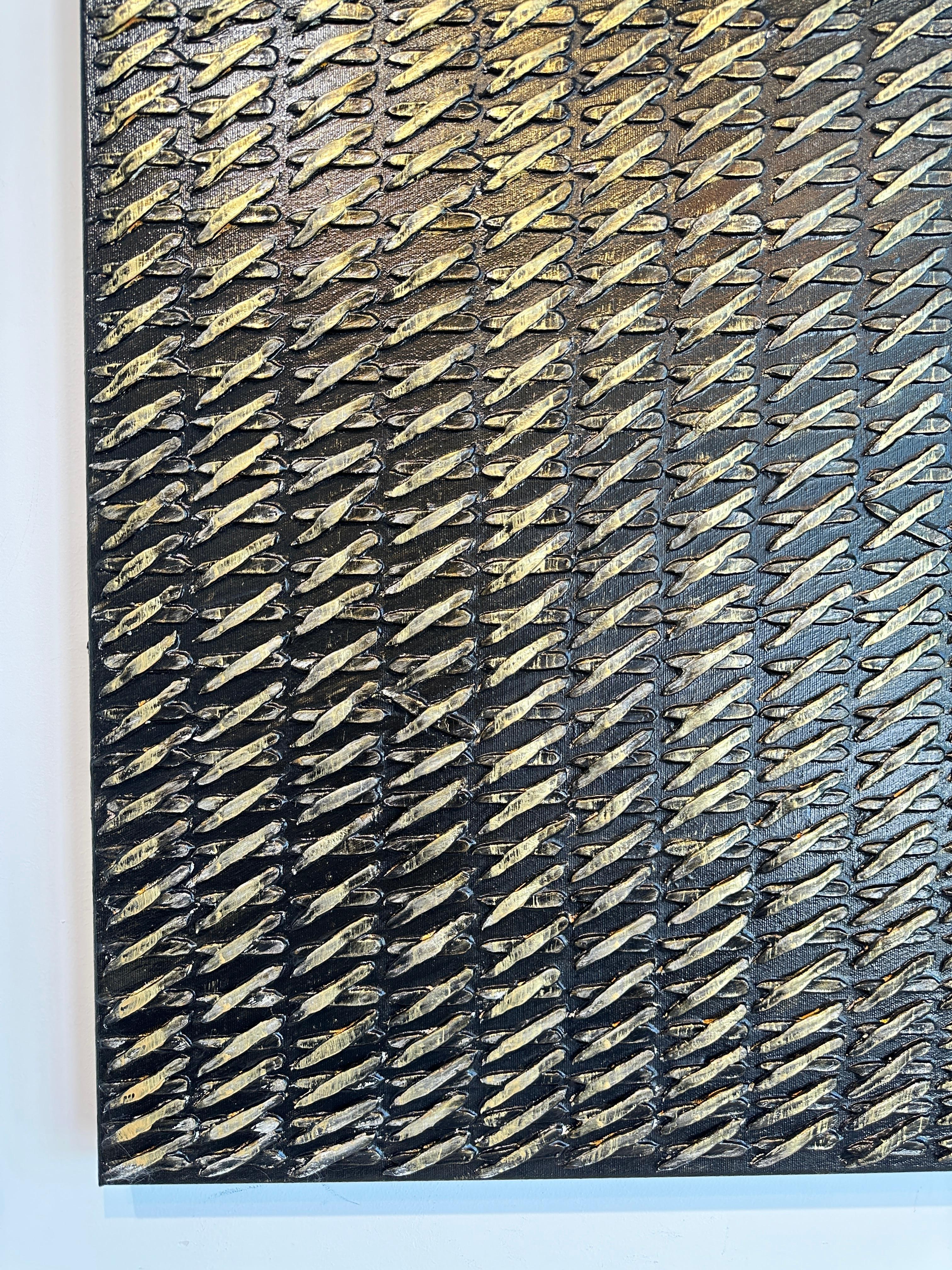 Black X's by Gunda Jastorff - Contemporary Geometric Textured Painting For Sale 5