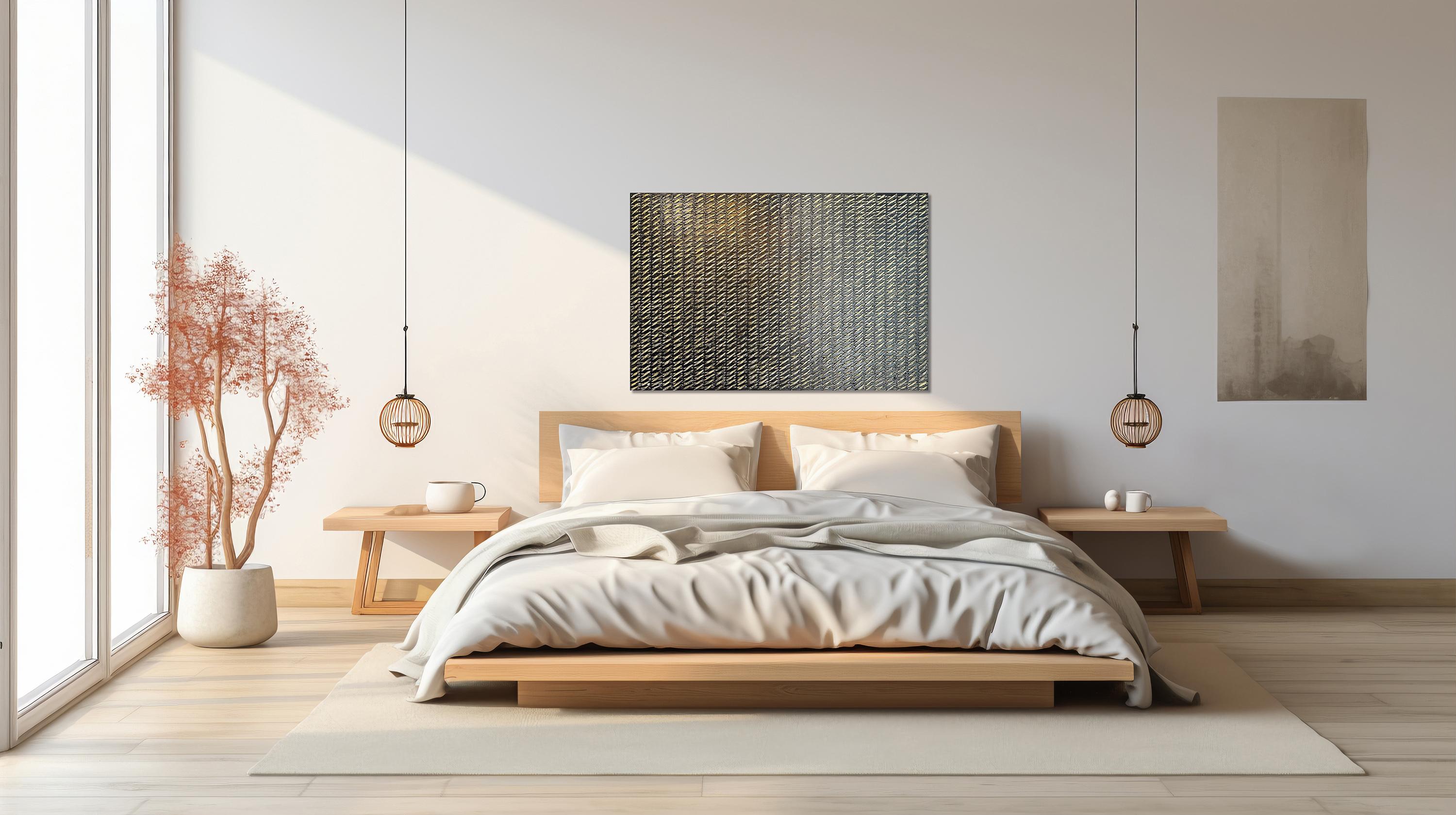 Black X's by Gunda Jastorff - Contemporary Geometric Textured Painting For Sale 7