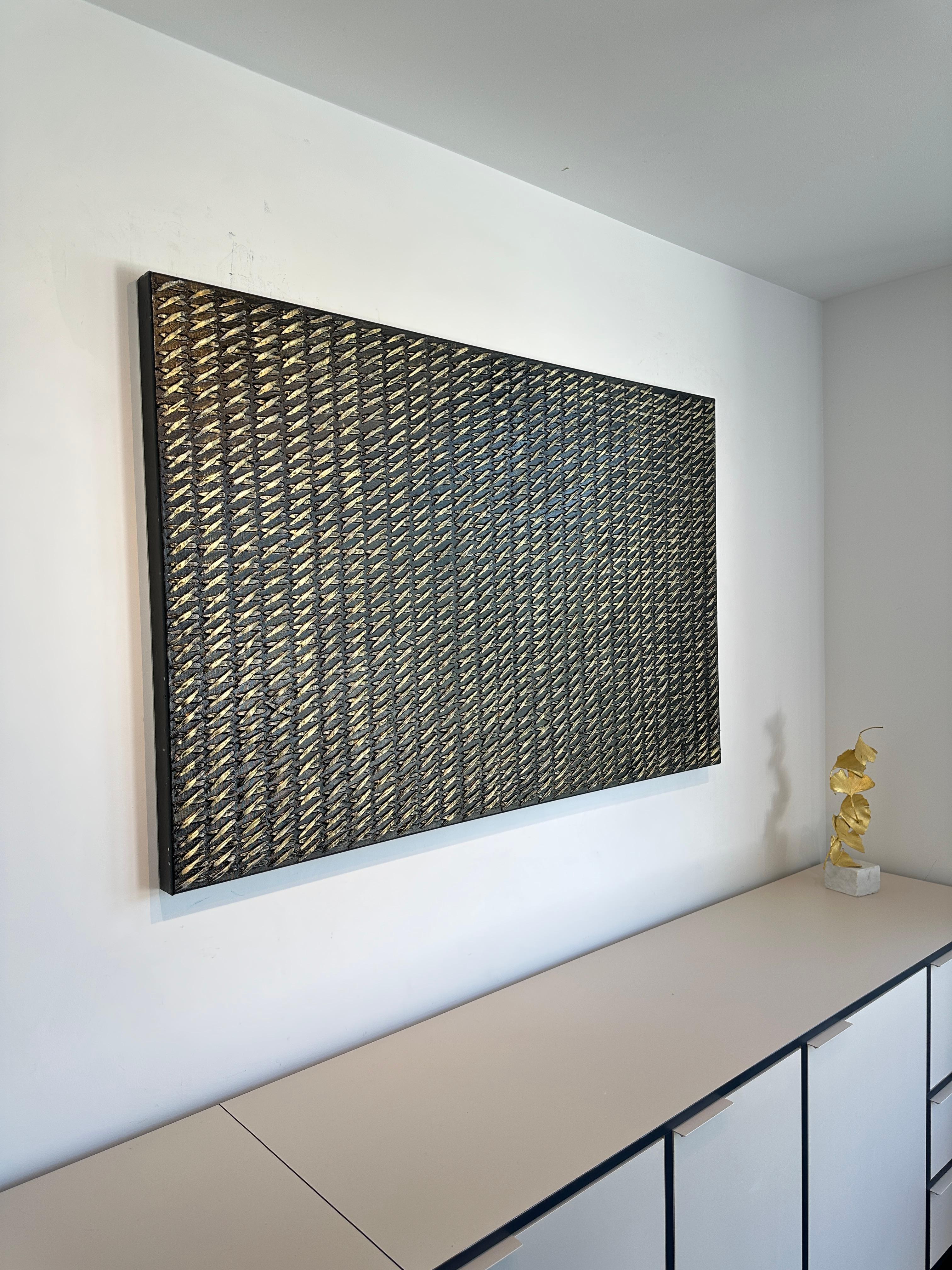 Black X's by Gunda Jastorff - Contemporary Geometric Textured Painting For Sale 8