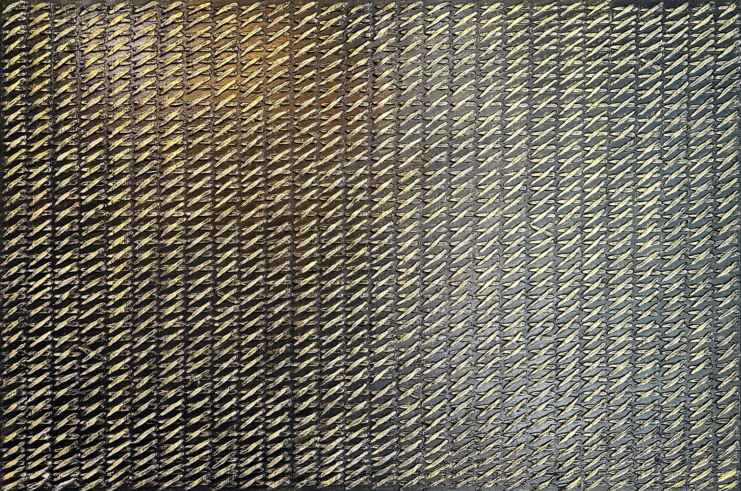 X negras de Gunda Jastorff - Pintura geométrica contemporánea con textura