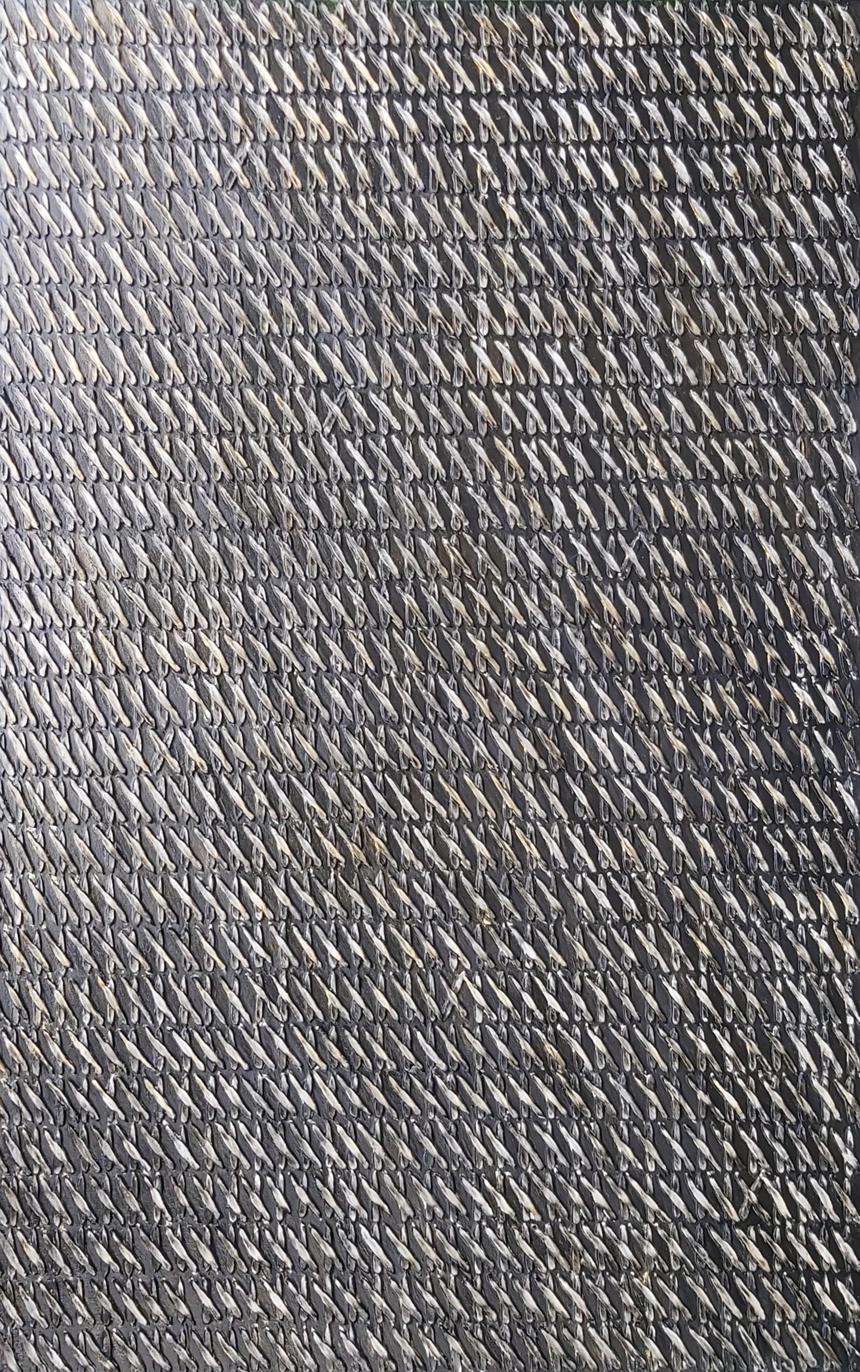 Black X's by Gunda Jastorff - Contemporary Geometric Textured Painting