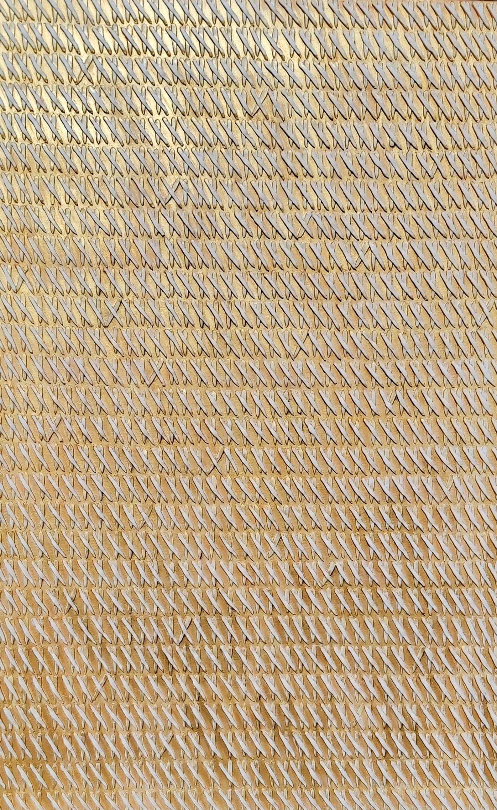 Golden X's by Gunda Jastorff - Contemporary Geometric Textured Painting