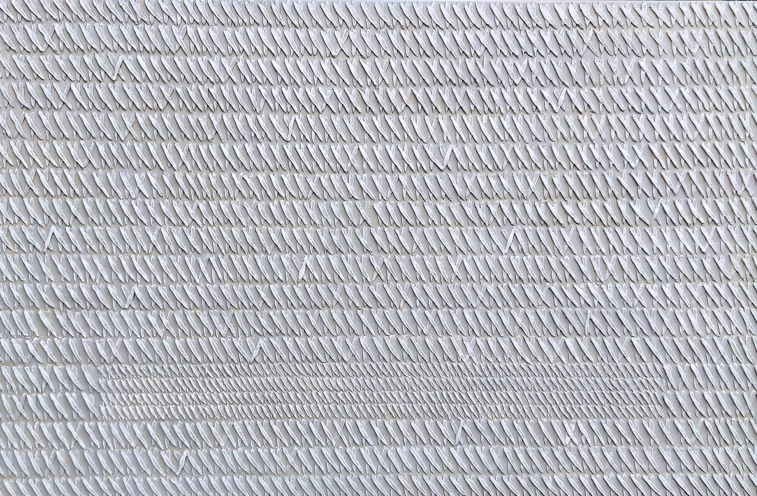 Grey X's by Gunda Jastorff - Contemporary Geometric Textured Painting