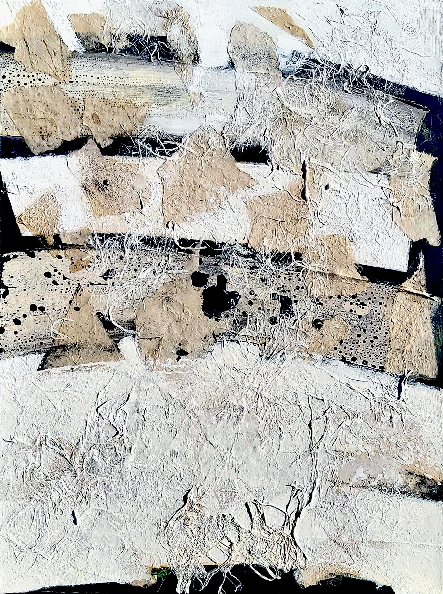Intertwnined par Gunda Jastorff - Tissu de voile géométrique, jaune, gris, noir