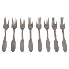 Gundorph Albertus for Georg Jensen, Eight Mitra Forks in Stainless Steel, 1970s