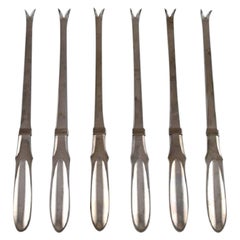 Gundorph Albertus for Georg Jensen, Six Mitra Lobster Forks in Stainless Steel