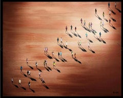 Entre l'arrivée et le départ, huile sur toile, 130 x 160 cm