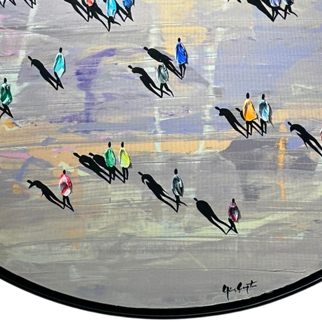 Oil on canvas: 'Serenity' - Gray Figurative Painting by Gunes Caglarcan