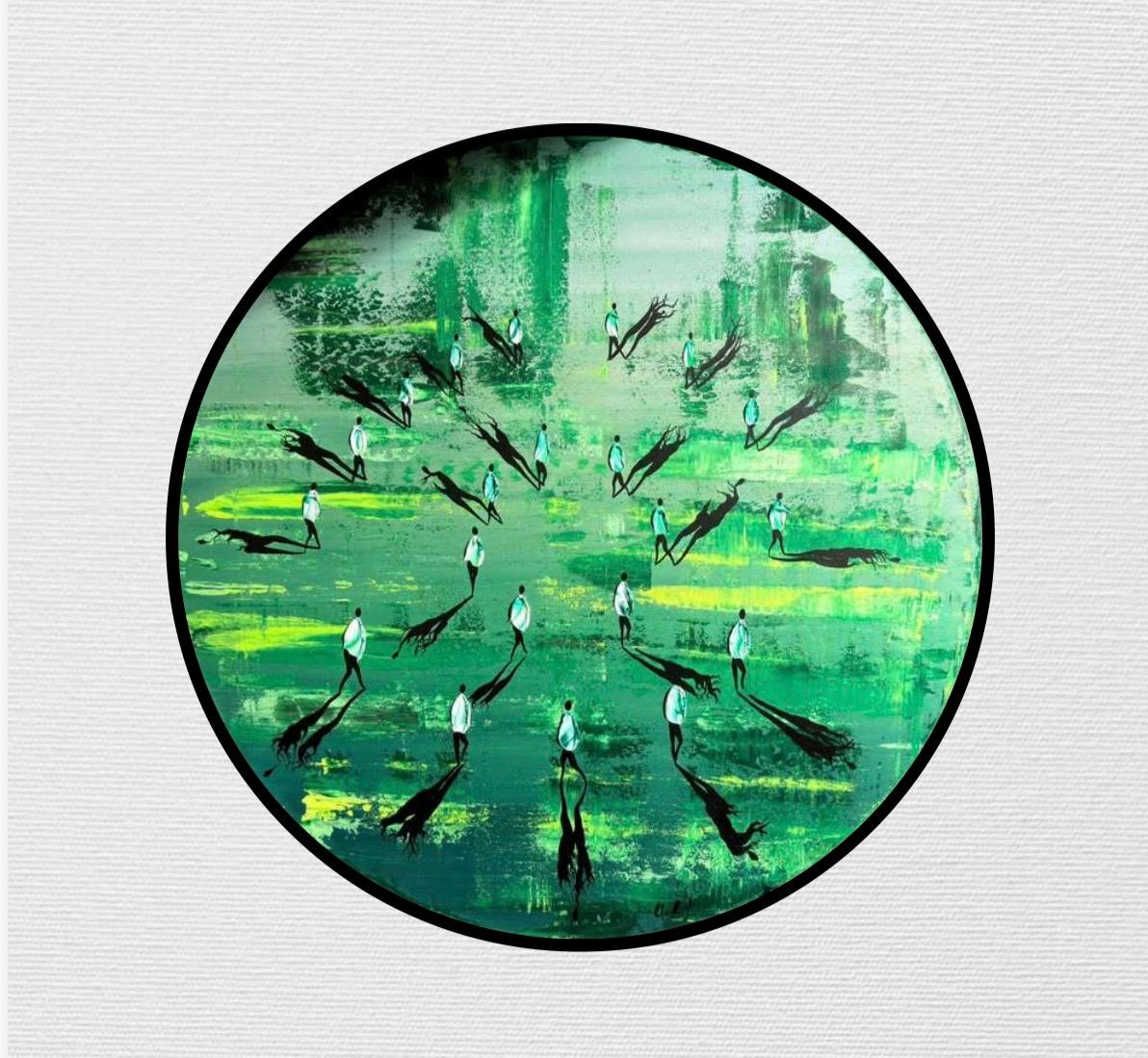 Gunes Caglarcan Figurative Painting - Radicate Oil Painting on Canvas, Contemporary, Signed, 120x120 cm