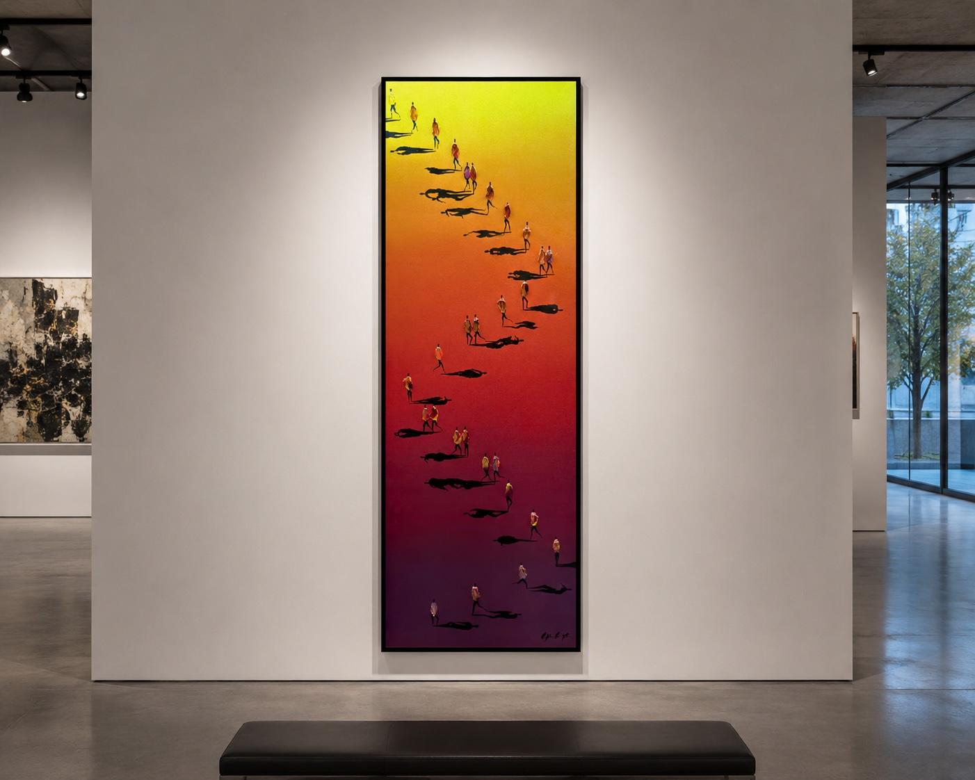 «Sin la huella del pasado». Pintura al óleo, contemporánea, firmada, 60 x 180 cm