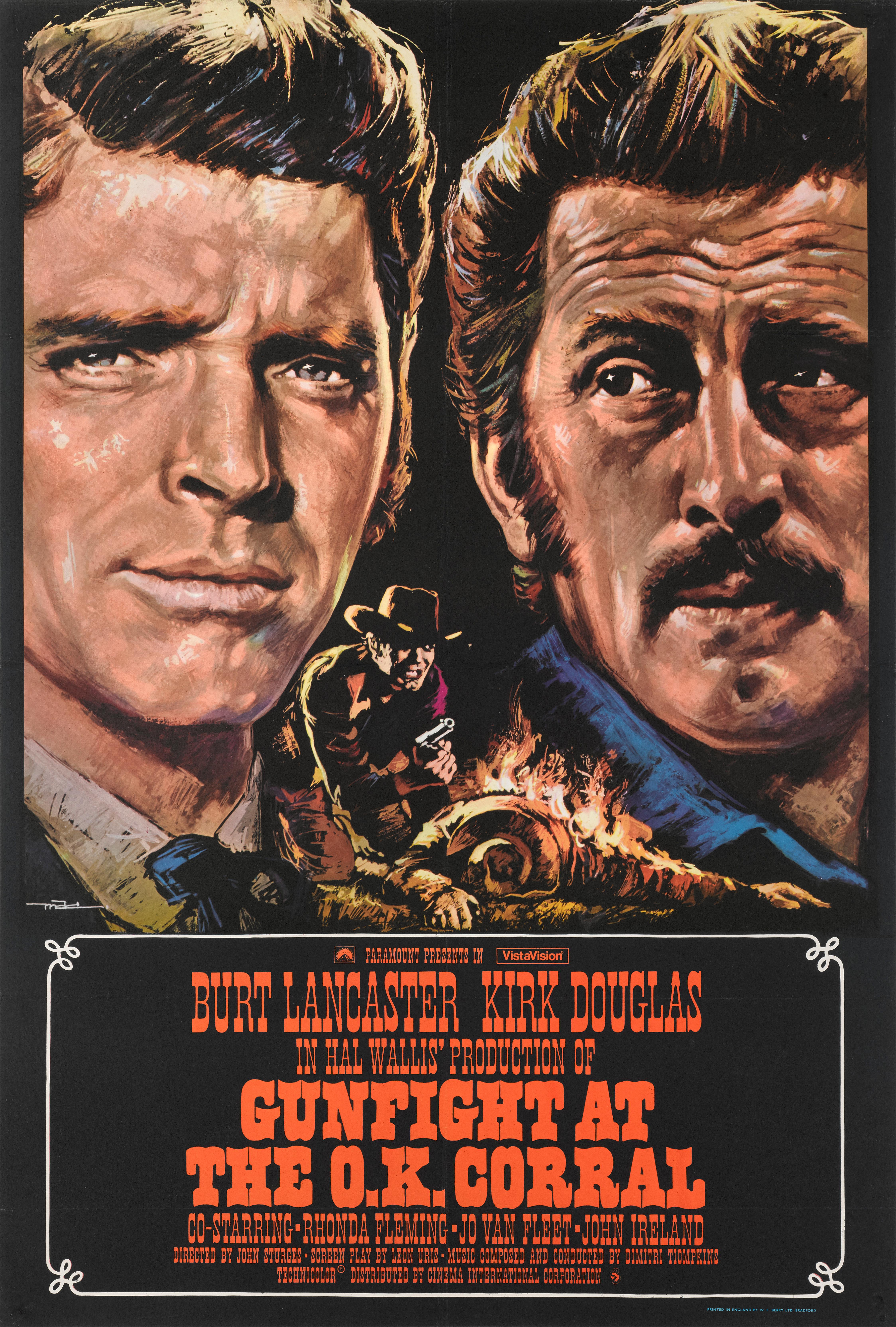 Originales britisches Filmplakat für Gunfight at the O.K. Corral.
In diesem Film spielten Burt Lancaster und Kirk Douglas die Hauptrollen.
Der Film wurde unter der Regie von John Sturges

Dieses Plakat wurde für die britische Wiederveröffentlichung