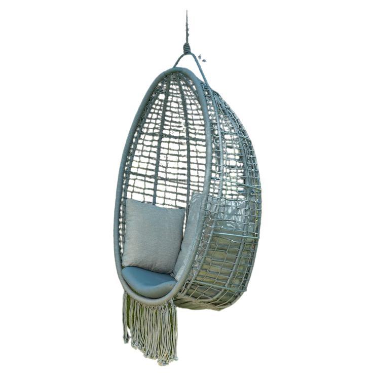 Hänge-Schwingstuhl „Gunga“ aus Aluminium und marineblauem Seil, handgefertigt im Angebot