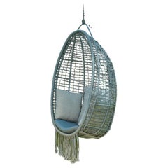 Hänge-Schwingstuhl „Gunga“ aus Aluminium und marineblauem Seil, handgefertigt