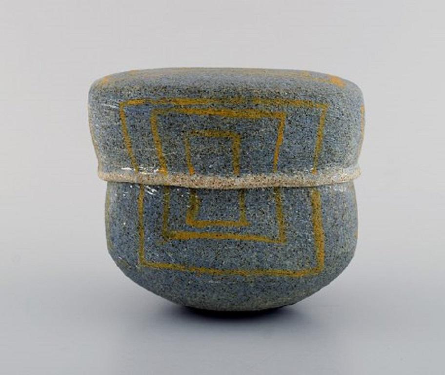 Scandinavian Modern Gunhild Aaberg, Danish Contemporary Ceramist, Unique Lidded Jar in Stoneware