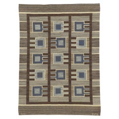 Gunilla Fleming Borgström Retro Swedish Kilim Rollakan Rug, Svensk Hemslöjd