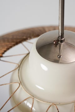 Gunilla Jung & Lisa Johansson-Pape Glass and Wood Pendant, Orno Oy, 1940s