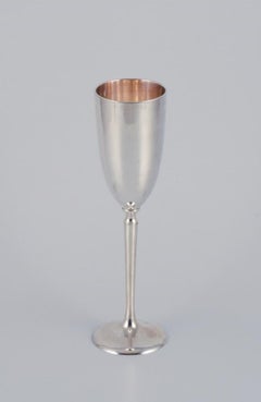 Gunilla Lindahl for Scandia Present. Two large champagne flutes in plated silver