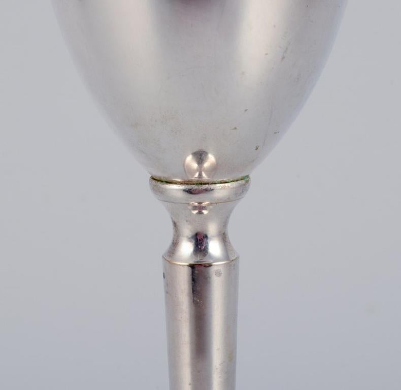 Late 20th Century Gunilla Lindahl for Scandia Present. Two large champagne flutes in plated silver For Sale