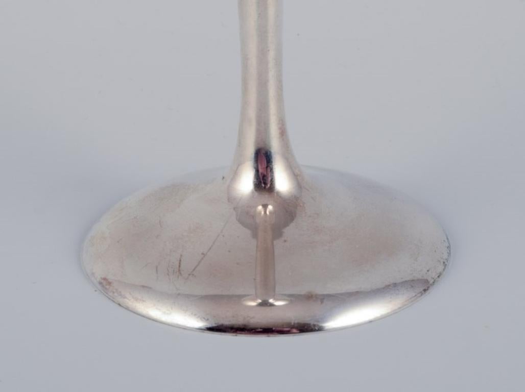 Silver Plate Gunilla Lindahl for Scandia Present. Two large champagne flutes in plated silver For Sale