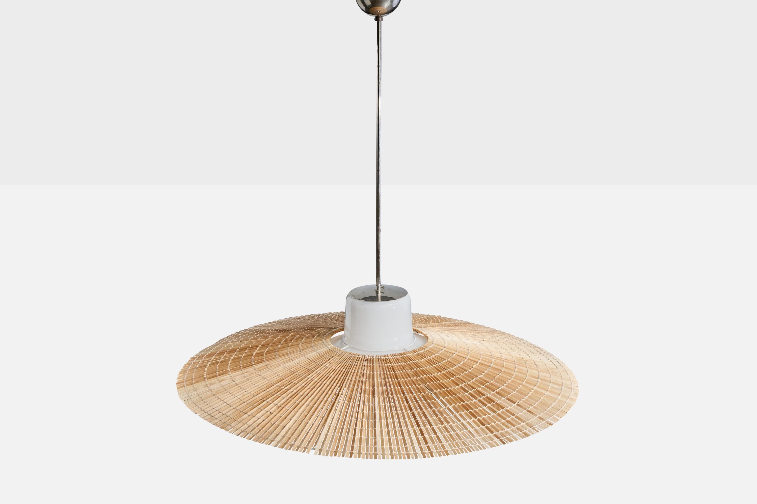 Gunilla Ljung, Lámpara colgante, Cristal, Cromo, Caña, Finlandia, Década de 1940 Finlandés en venta