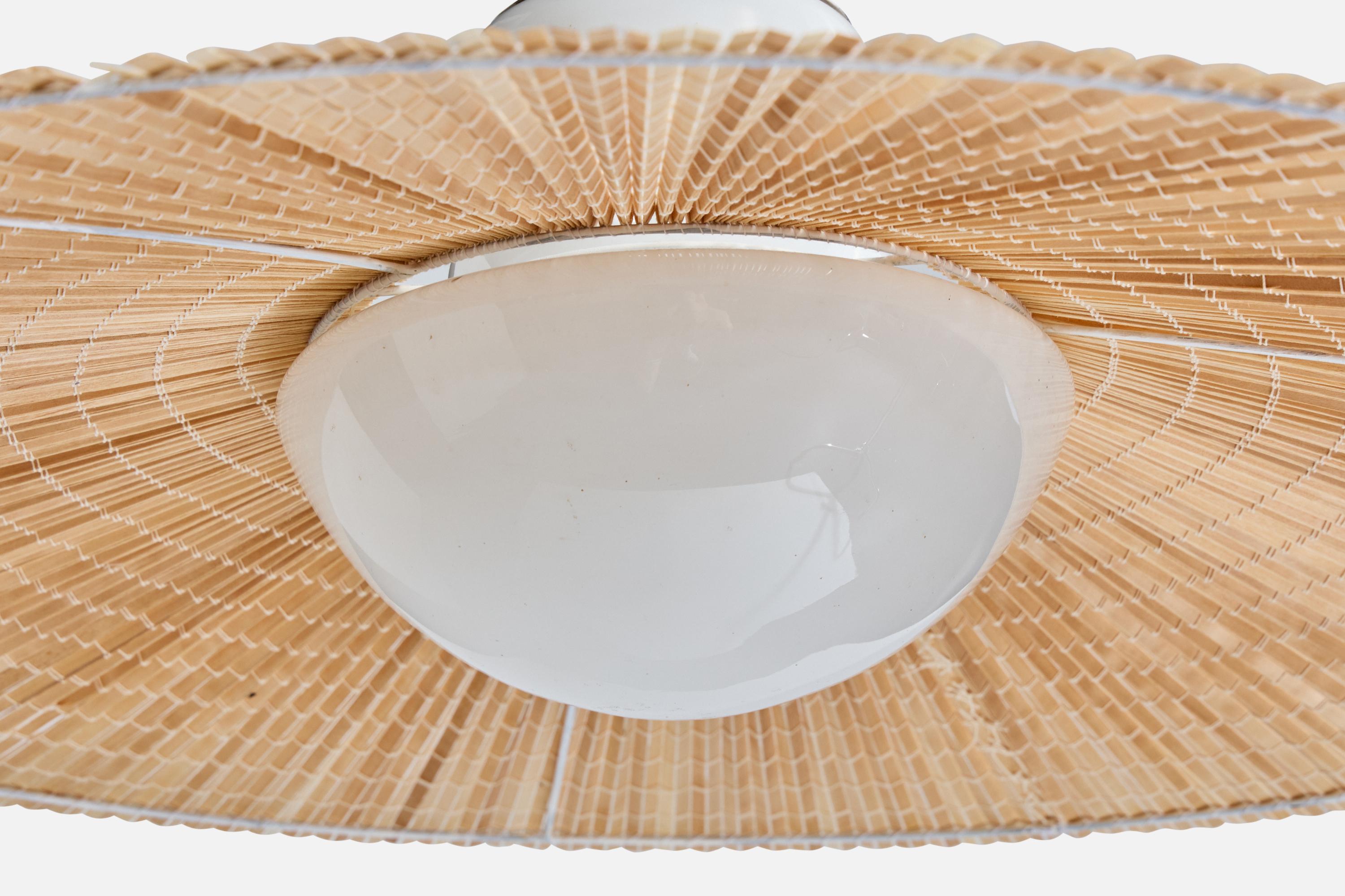 Gunilla Ljung, Lámpara colgante, Cristal, Cromo, Caña, Finlandia, Década de 1940 mediados del siglo XX en venta