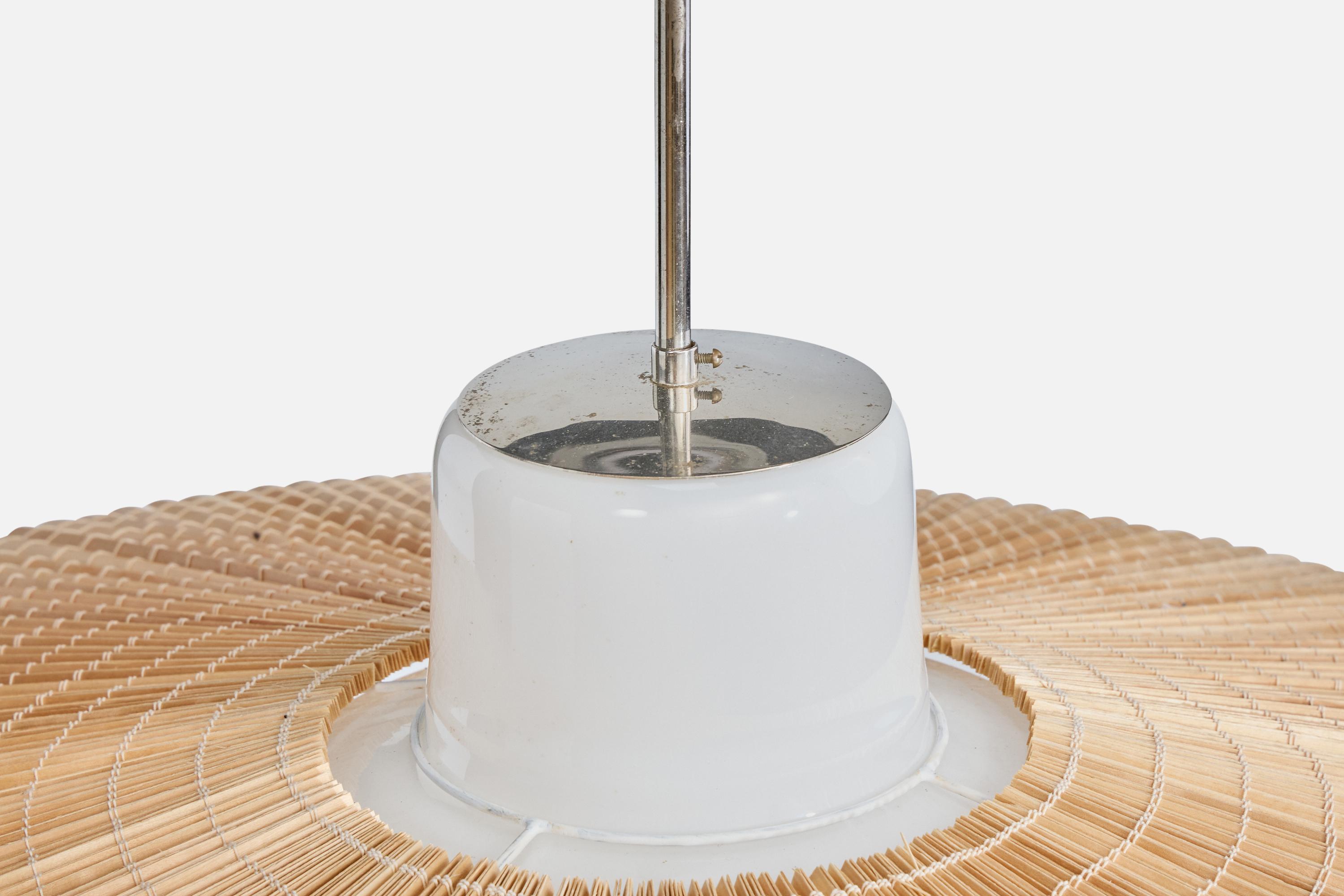 Gunilla Ljung, Lámpara colgante, Cristal, Cromo, Caña, Finlandia, Década de 1940 en venta 2