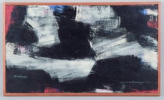 Gunleik Haugen, Swedish artist, oil on board. Abstract composition. 1973.
