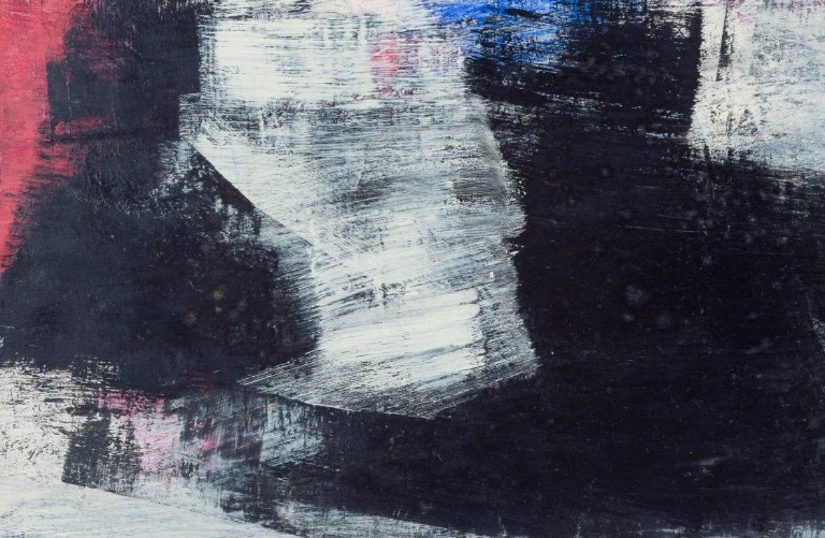 Modern Gunleik Haugen, Swedish artist, oil on board. Abstract composition. 1973.  For Sale