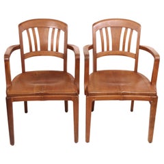 Gunlocke Art Deco Pair of Walnut Office Bankers Chairs
