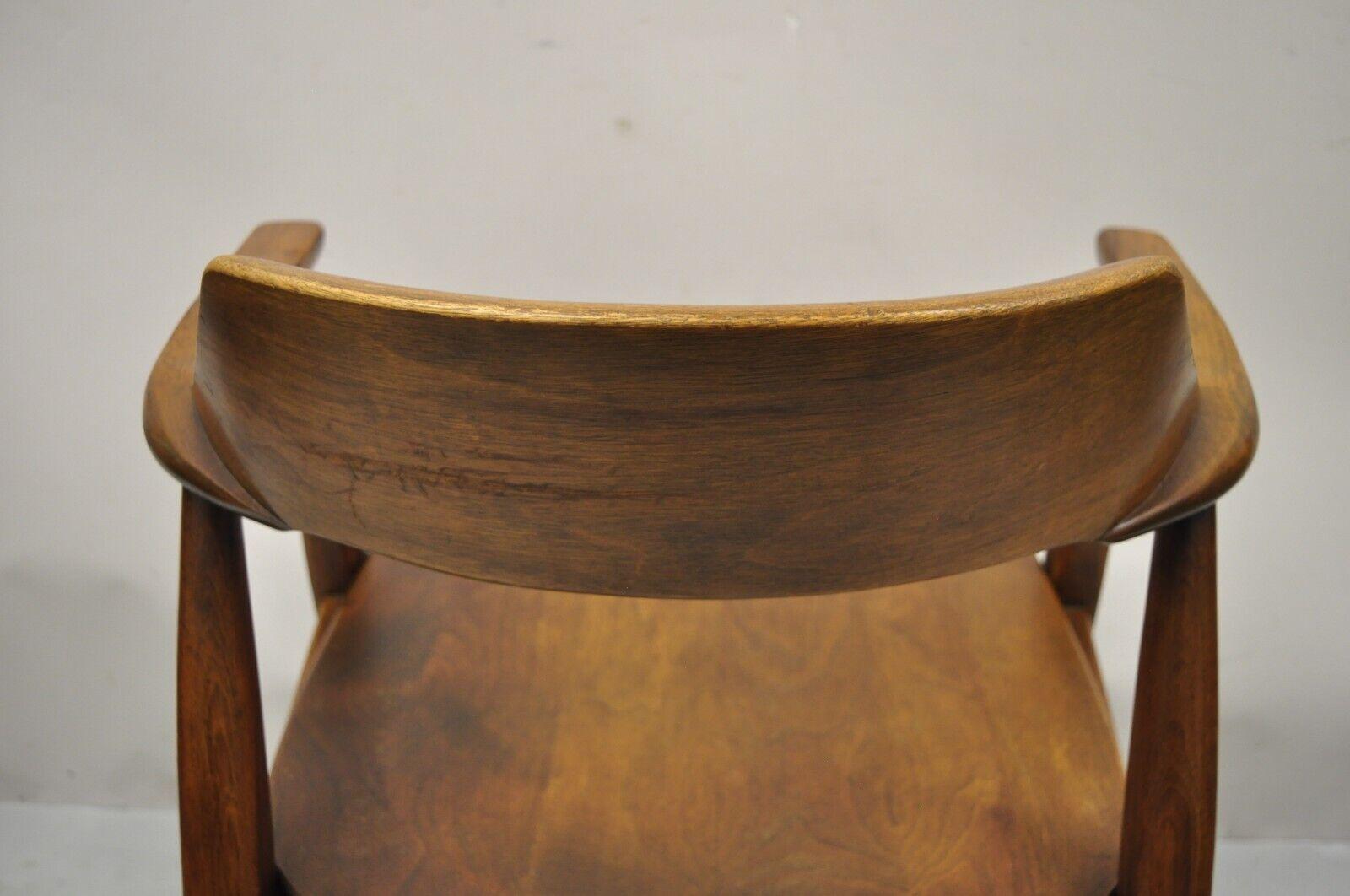 Gunlocke Mid-Century Modern Walnut Office Desk Arm Chair 7
