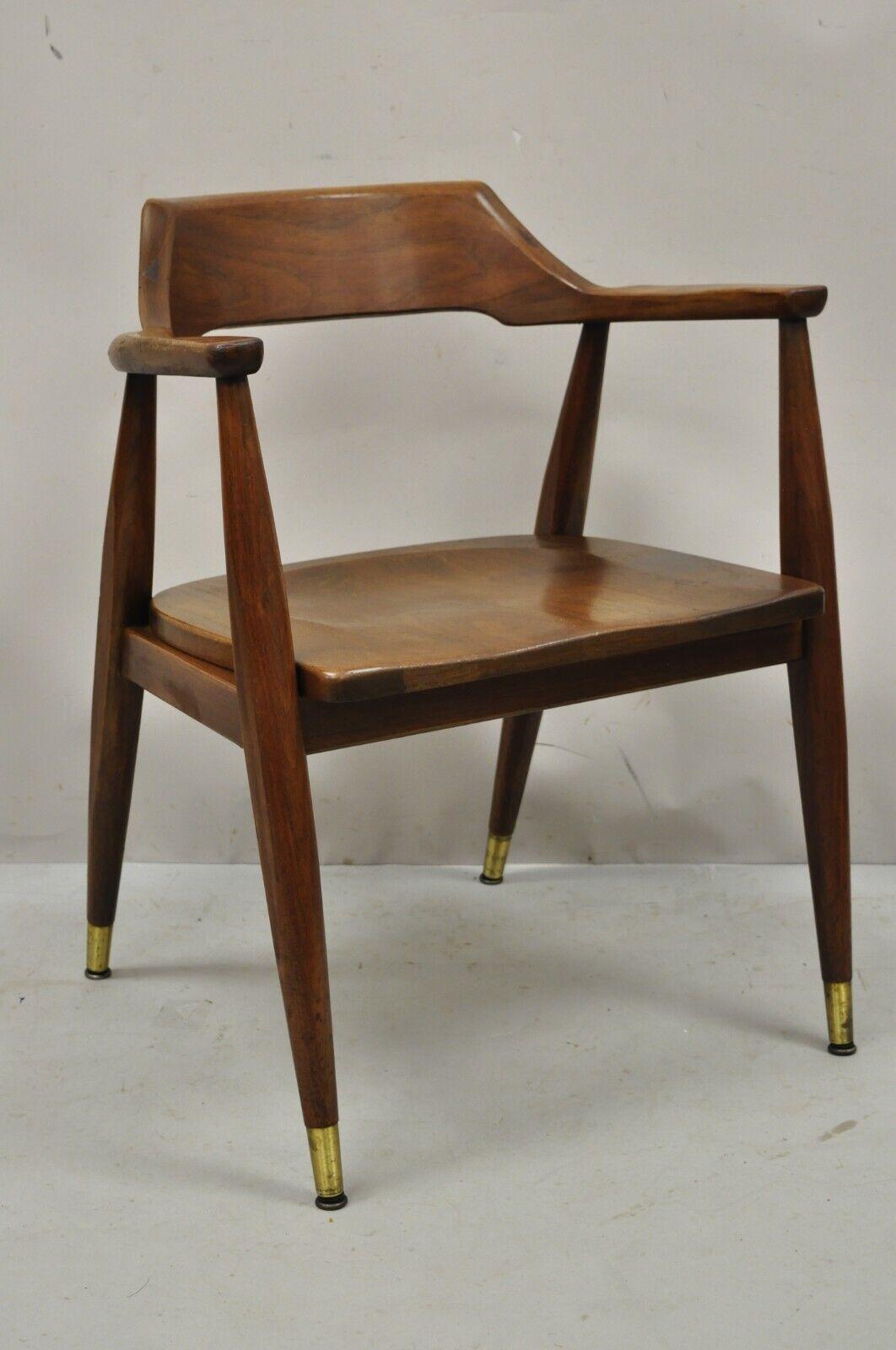 Gunlocke Mid-Century Modern Walnut Office Desk Arm Chair 8