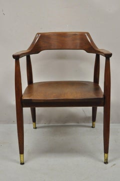 Gunlocke Mid-Century Modern Walnut Office Desk Arm Chair