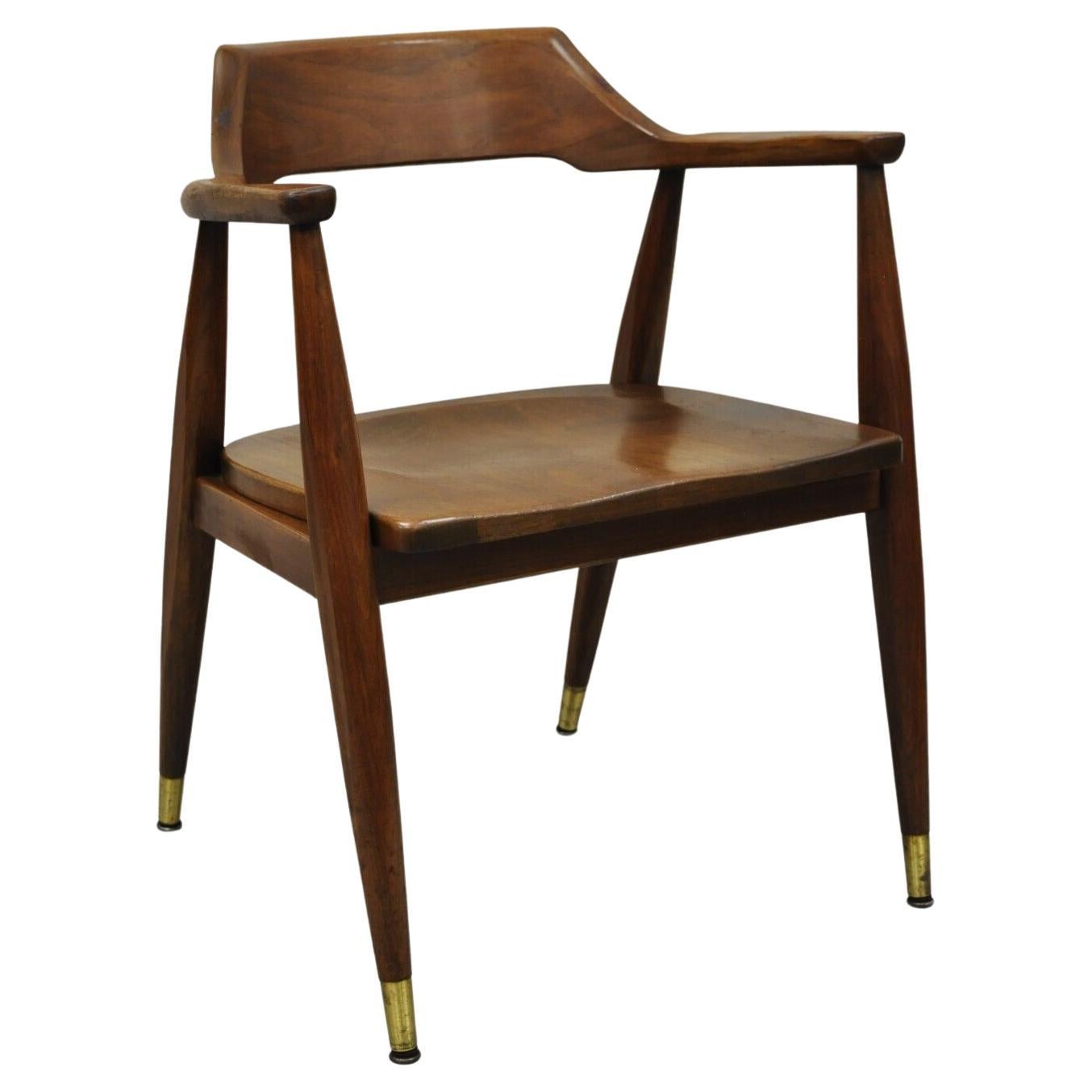 Gunlocke Mid-Century Modern Walnut Office Desk Arm Chair